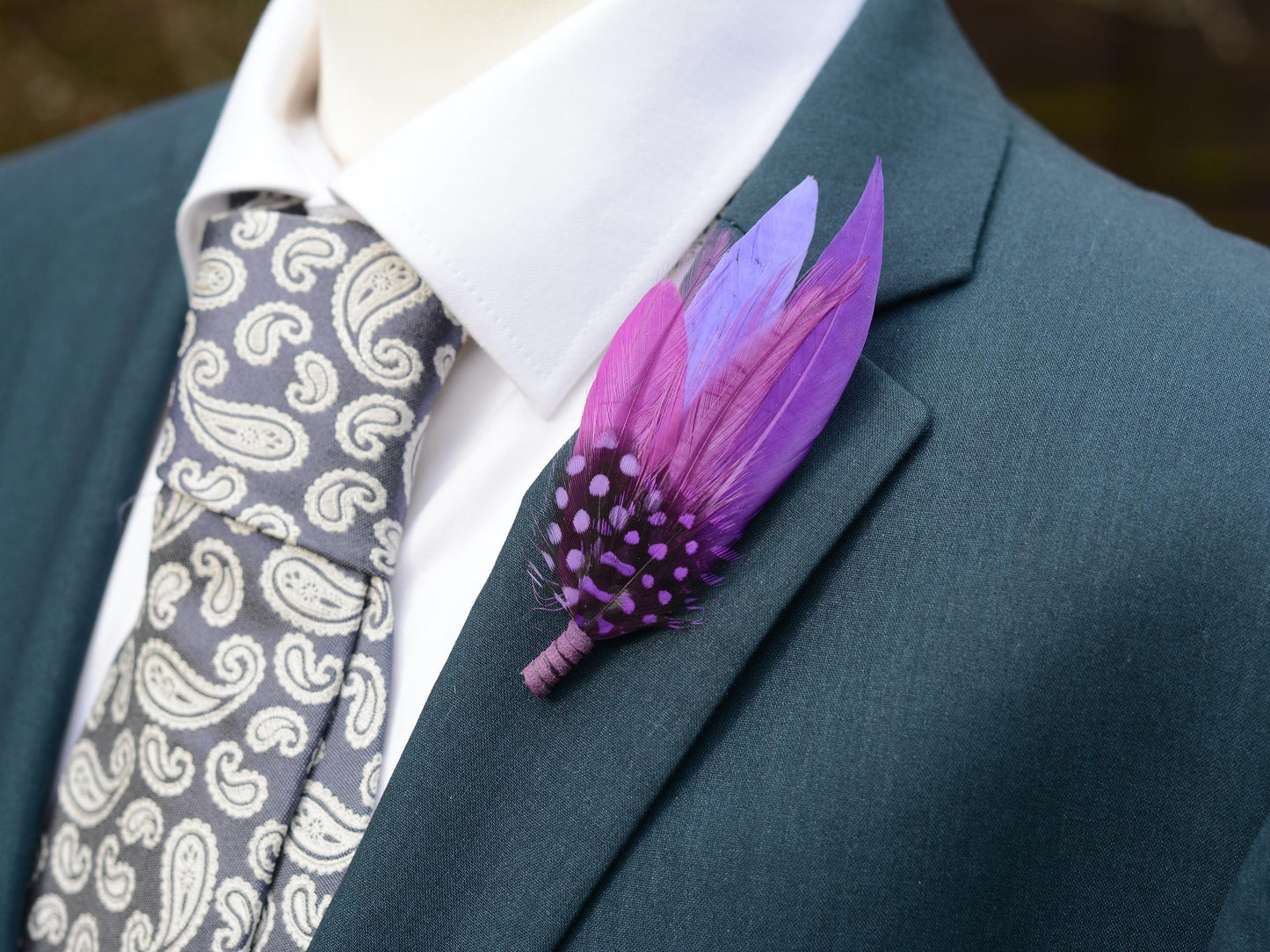 Shades of Purple Feather Lapel Pin Small no.189 | Pheasant Feather Boutonniere | Feather Brooch | Feather Hat Pin