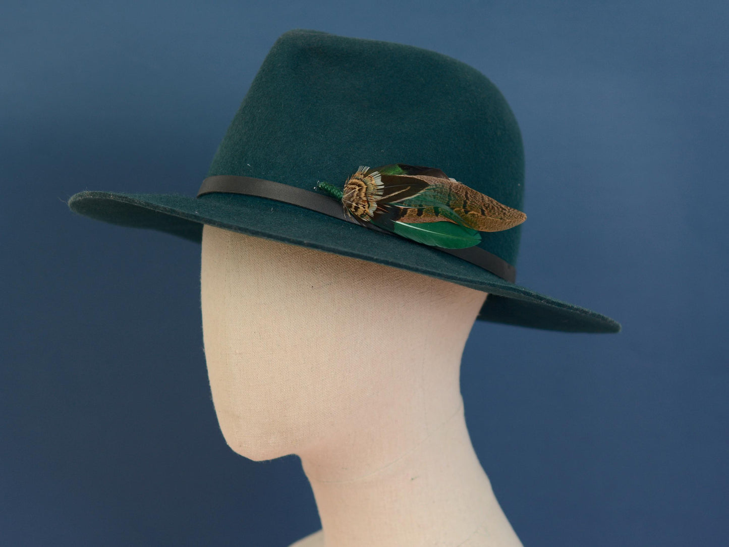 Pheasant and Duck Green Feather Lapel Pin / Hat Pin No.232 | Unique Duck Feather Boutonniere | Duck Feather Brooch