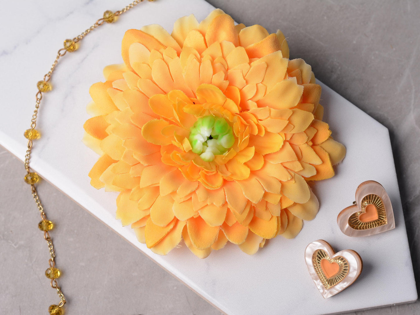 Golden Yellow Dahlia Flower Hair Clip | Pin Up Hair Flower | Bridesmaids Hair Clip | Hair Accessory | Floral Headpiece | Fascinator