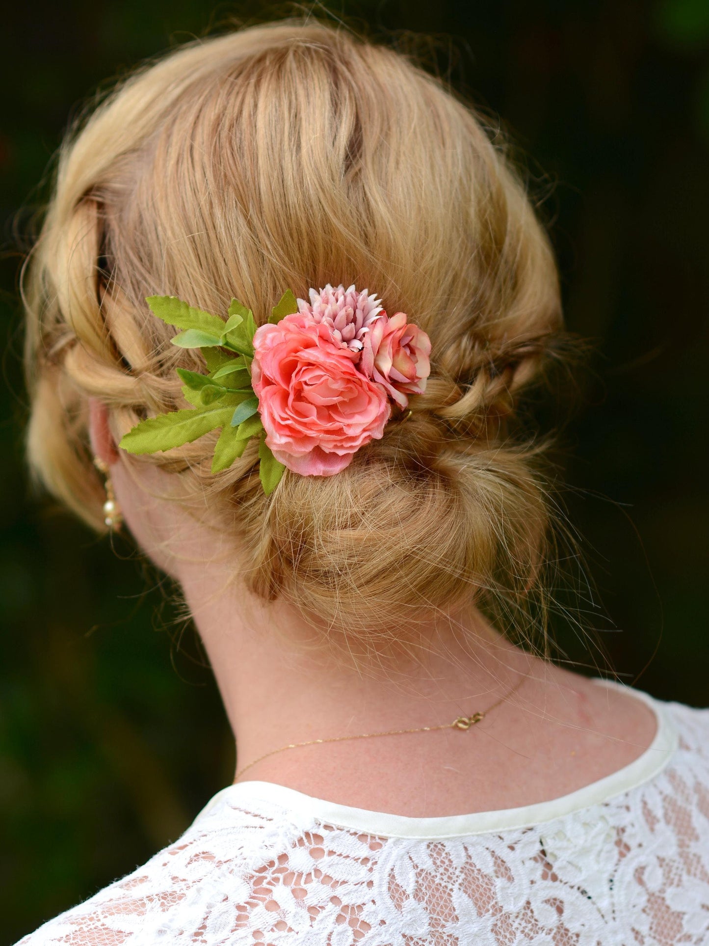 Flower Hair Clip in Coral and Blush Pink | Bridesmaids Hair Clip | Floral Headpiece | Bridal Hair Clip | Flower Bun Clip