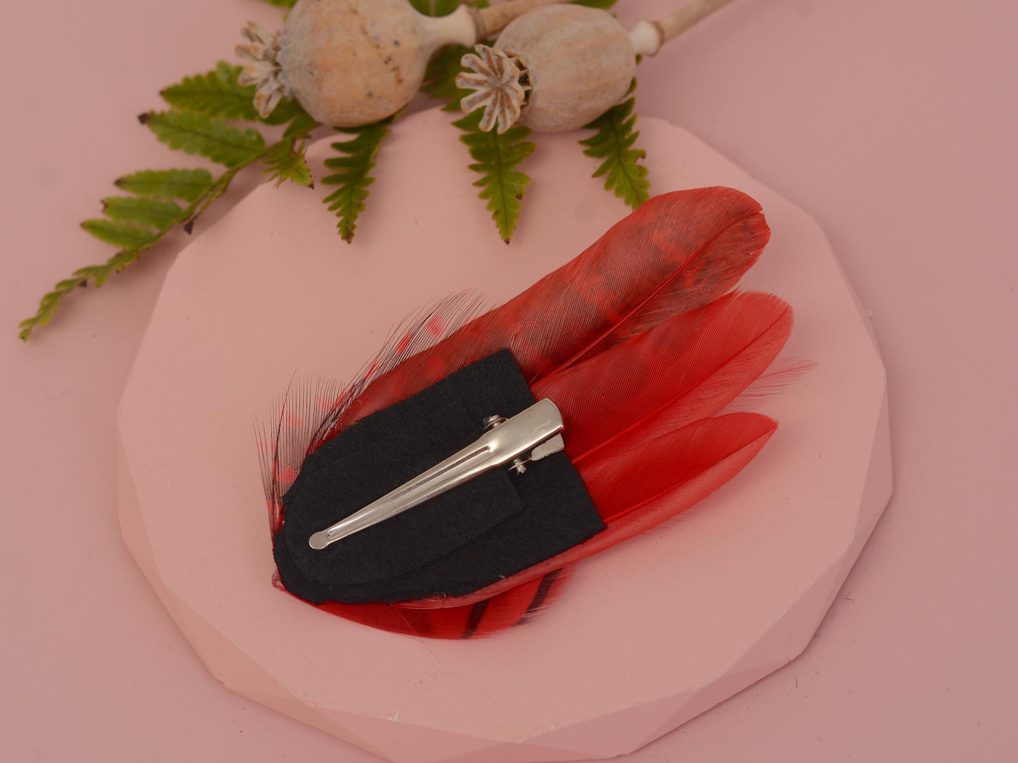 Red Feather Hair Clip | Red Feather Fascinator | Red Feather Headpiece | Red Fascinator Wedding Fascinator | Bridal Headpiece