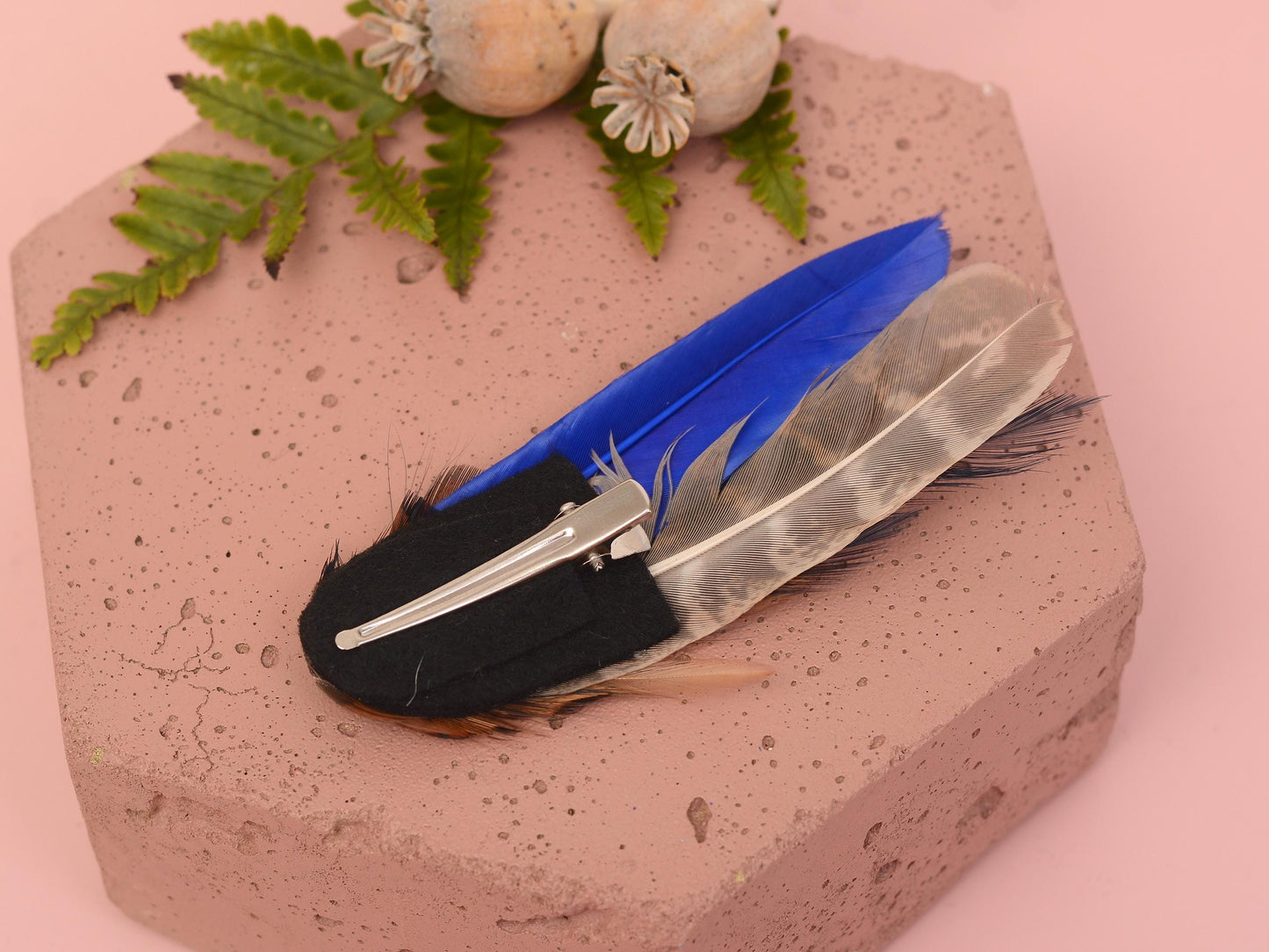 Blue and Copper Pheasant Feather Hair Clip | Feather Fascinator | Bridal | Bridesmaid Hair Clip | Wedding Fascinator