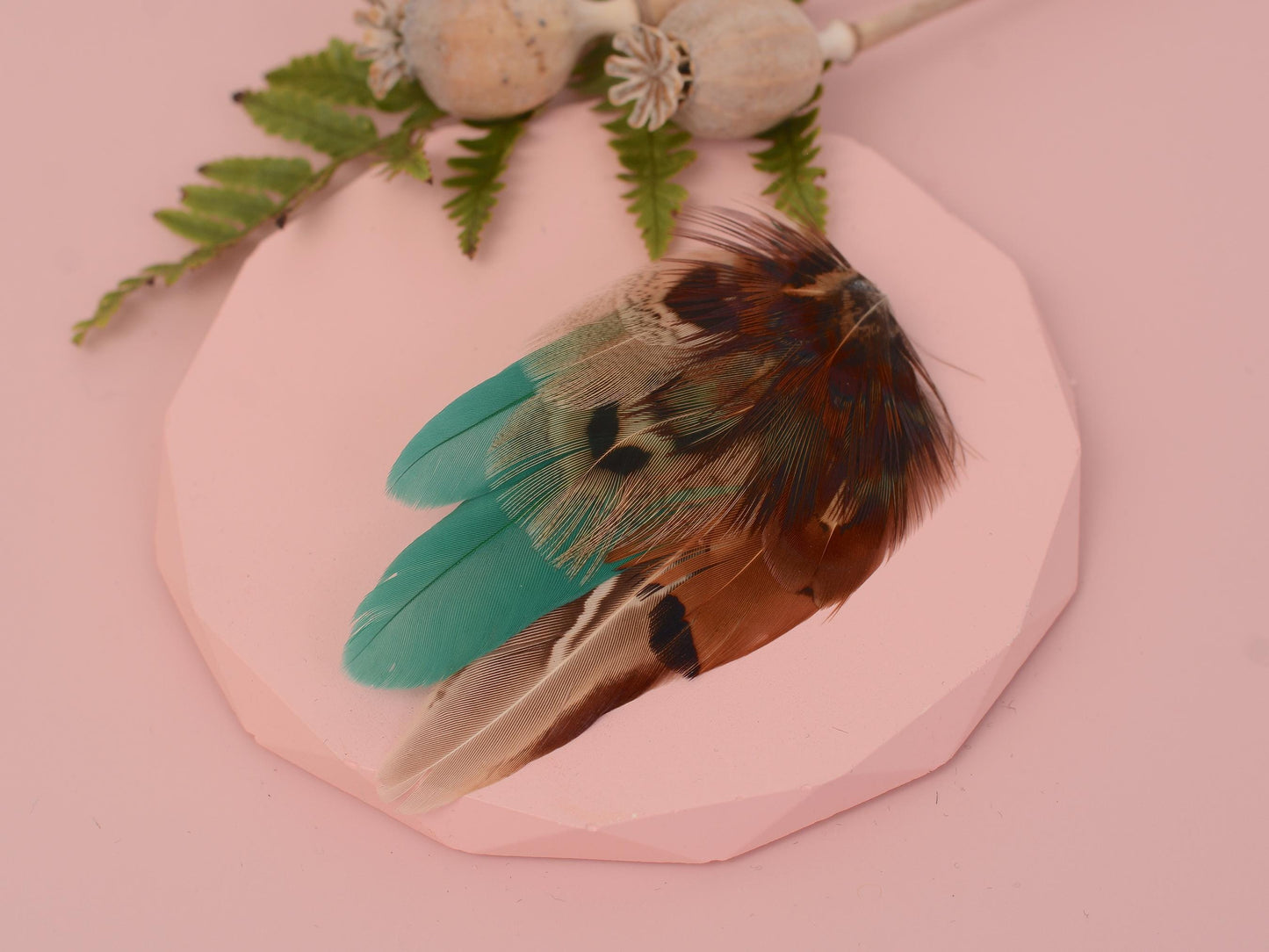 Small Green and Copper Pheasant Feather Hair Clip | Feather Fascinator | Bridal | Bridesmaid Hair Clip | Wedding Fascinator