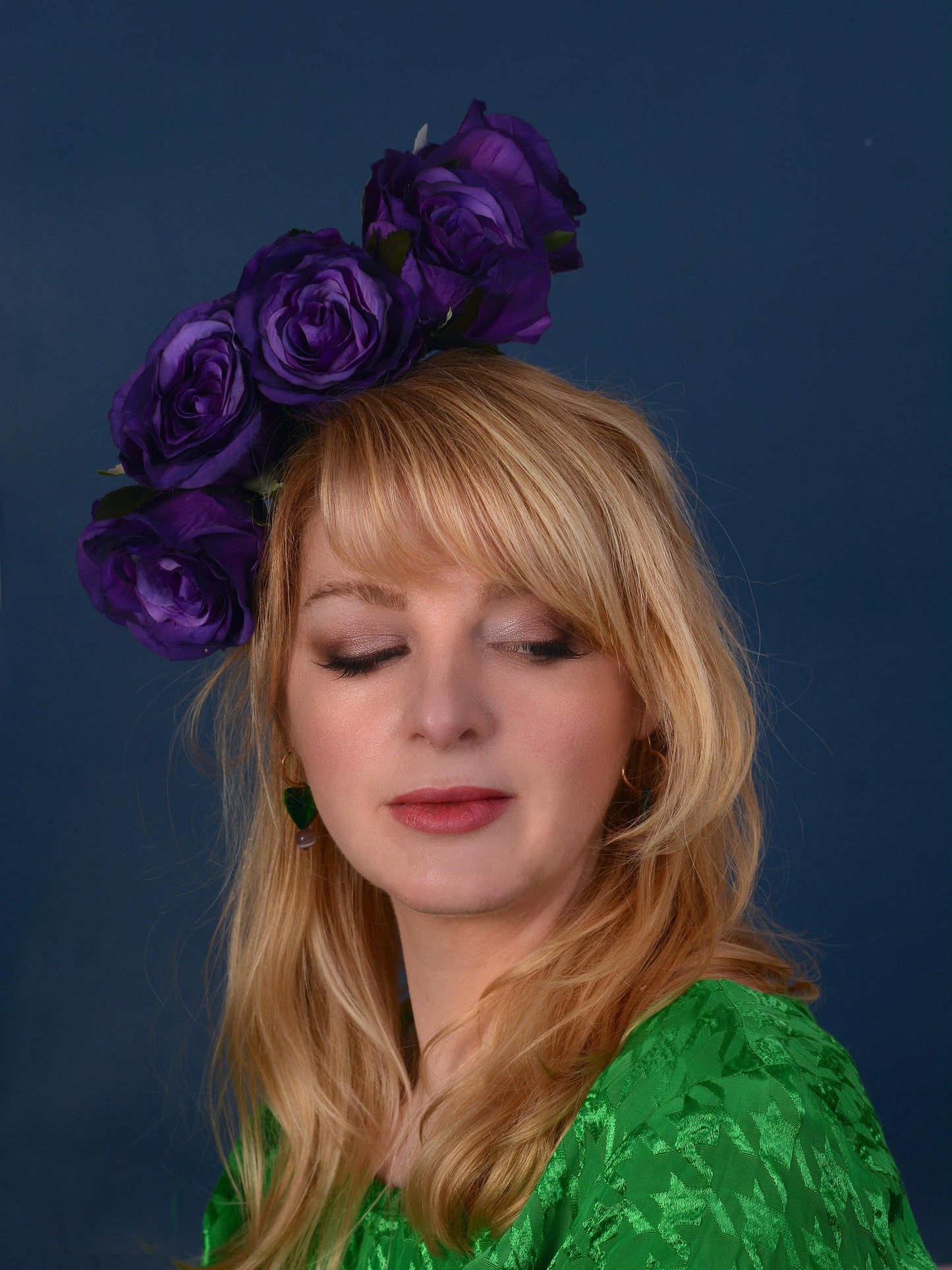 Royal Purple Floating Rose Headpiece | Flower Headband | Flower Crown | Wedding Headpiece | Races Headpiece