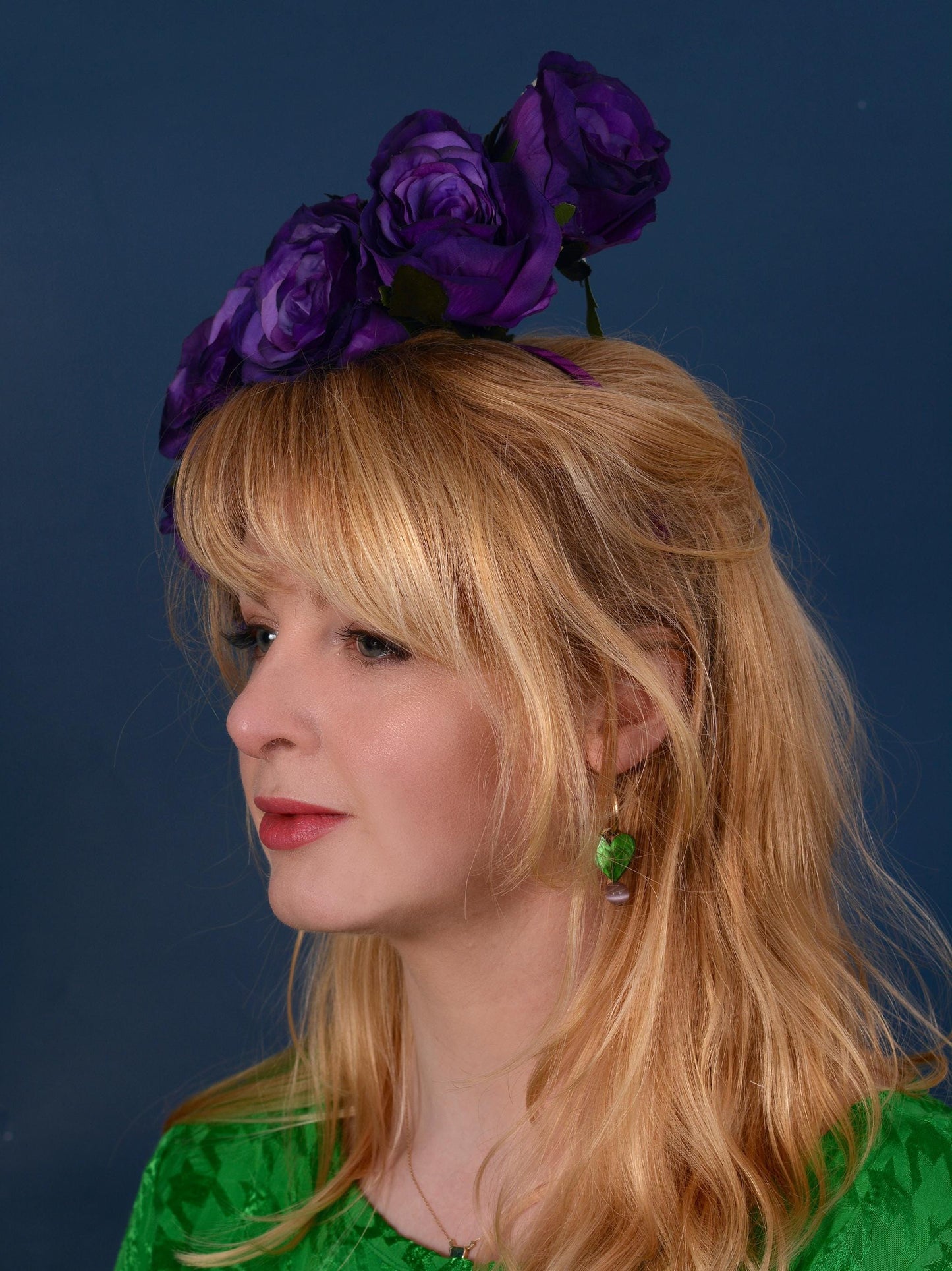 Royal Purple Floating Rose Headpiece | Flower Headband | Flower Crown | Wedding Headpiece | Races Headpiece