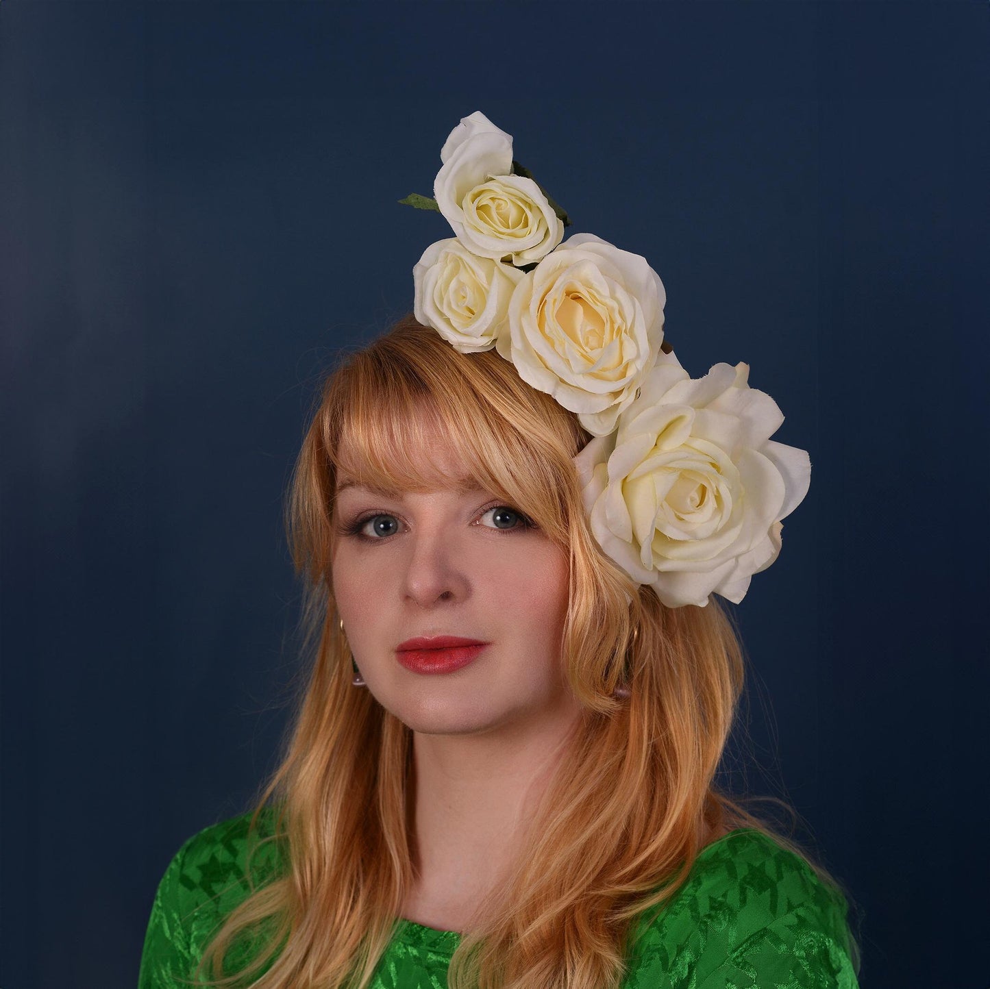 Sculptural Floating Ivory Roses Headpiece | Flower Crown | Flower Headband | Bridal Headpiece | Wedding Headpiece | Races Headpiece