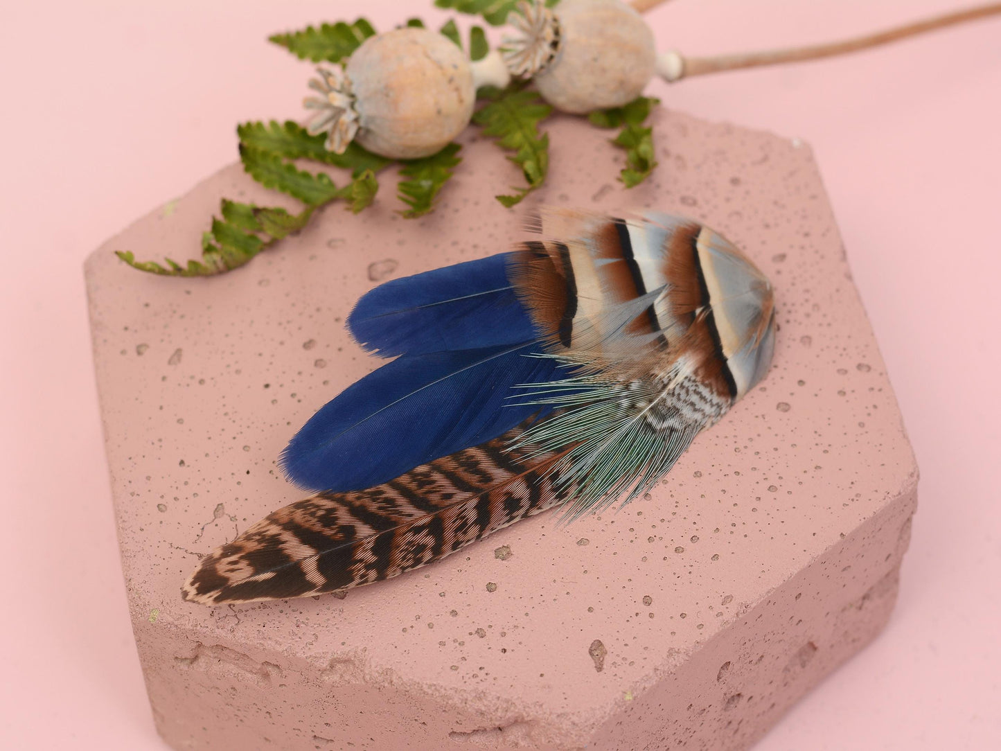 Navy Blue Partridge and Pheasant Feather Hair Clip / Feather Boutonniere Set | Pheasant Feather Fascinator | Bridesmaid Hair Clip