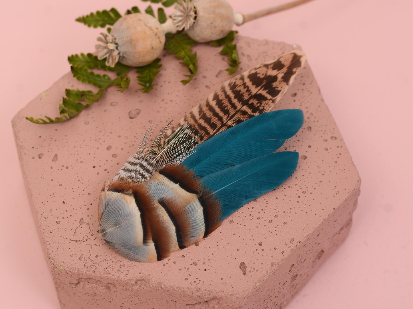 Feather Hair Clip in Teal Partridge and Pheasant | Pheasant Feather Fascinator | Feather Headpiece | Bridesmaid Hair Clip