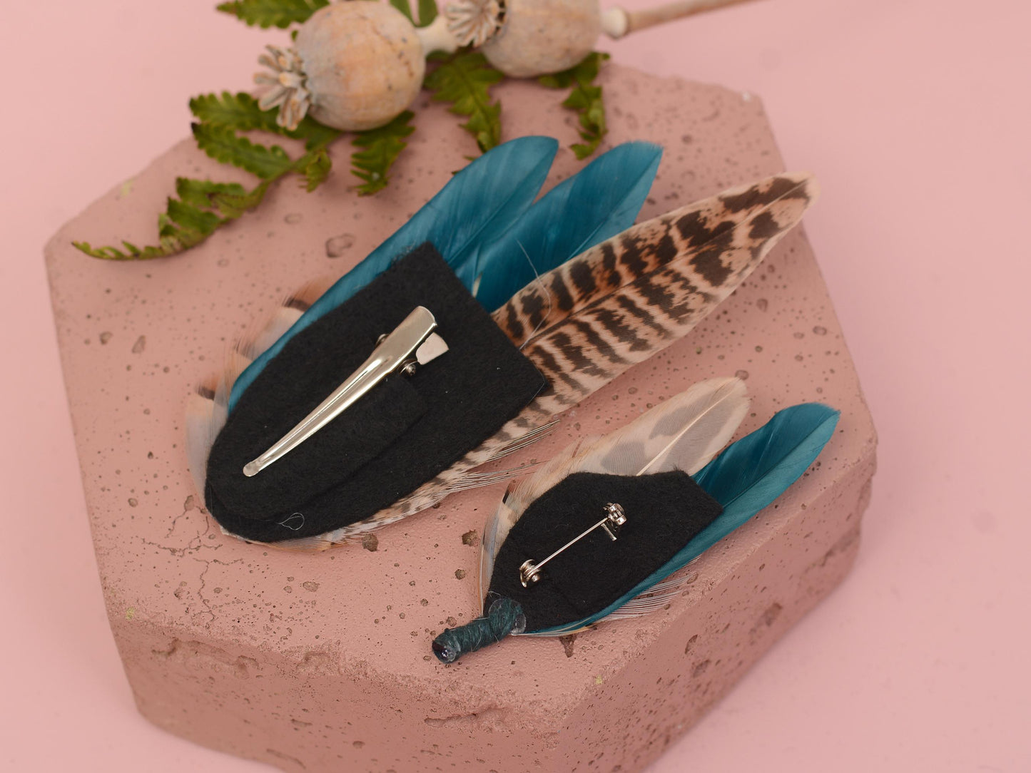 Feather Hair Clip in Teal Partridge and Pheasant | Pheasant Feather Fascinator | Feather Headpiece | Bridesmaid Hair Clip