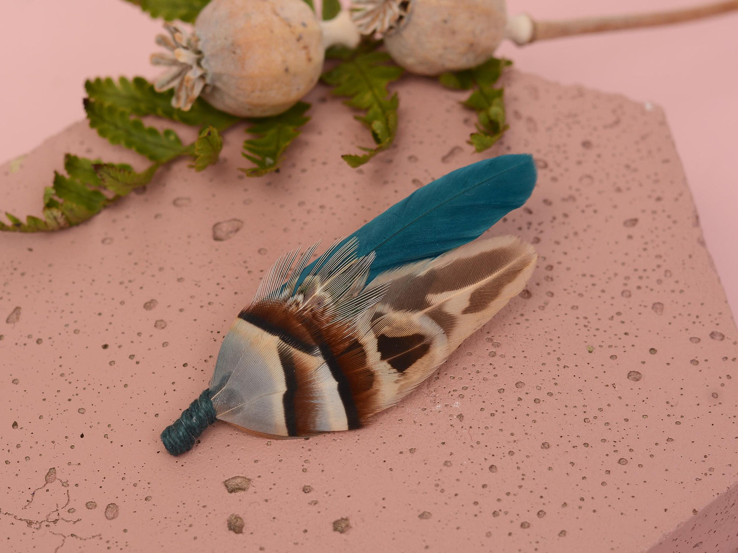 Feather Hair Clip in Teal Partridge and Pheasant | Pheasant Feather Fascinator | Feather Headpiece | Bridesmaid Hair Clip