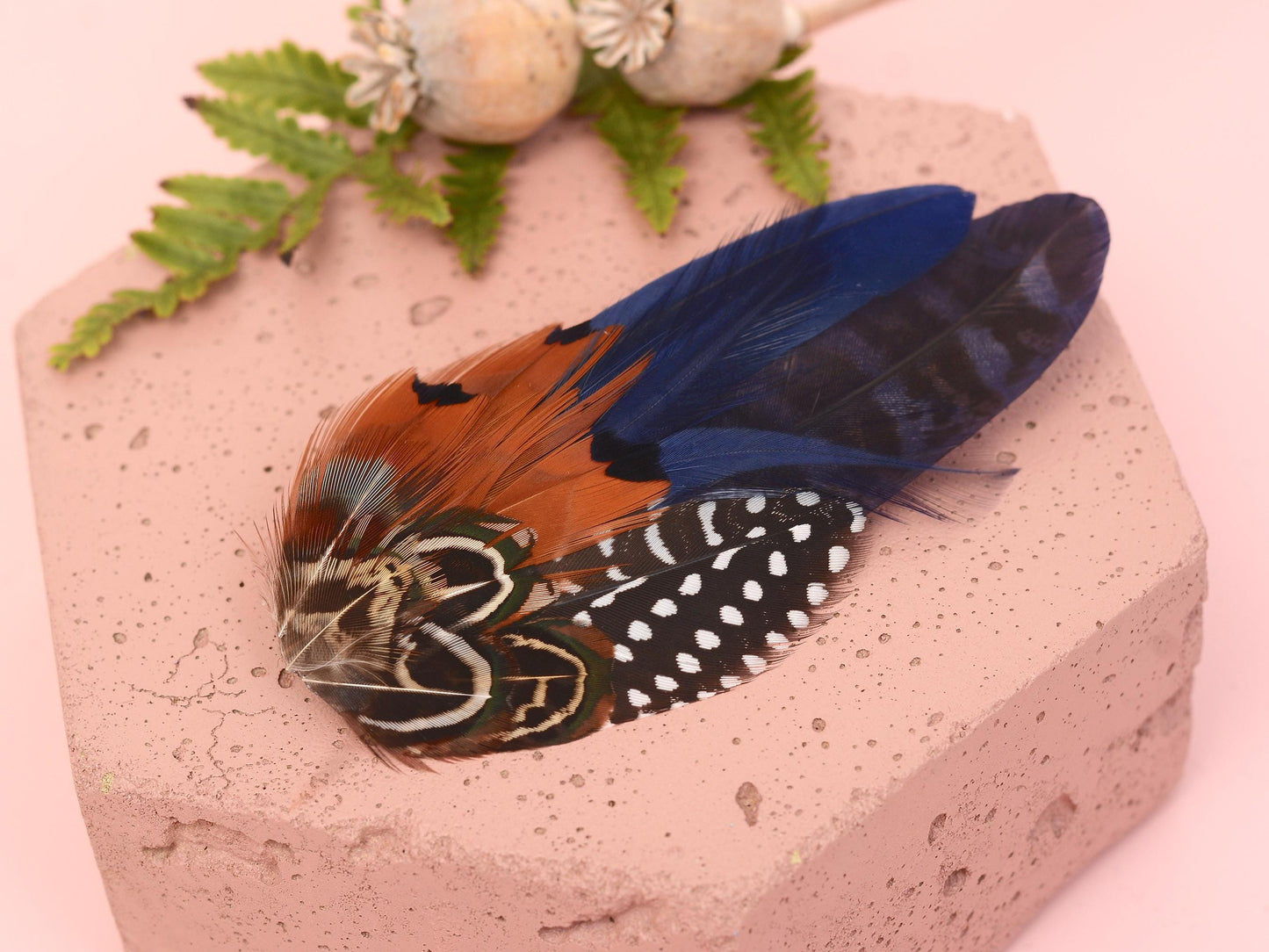 Navy Blue Feather Hair Clip, Feather Fascinator