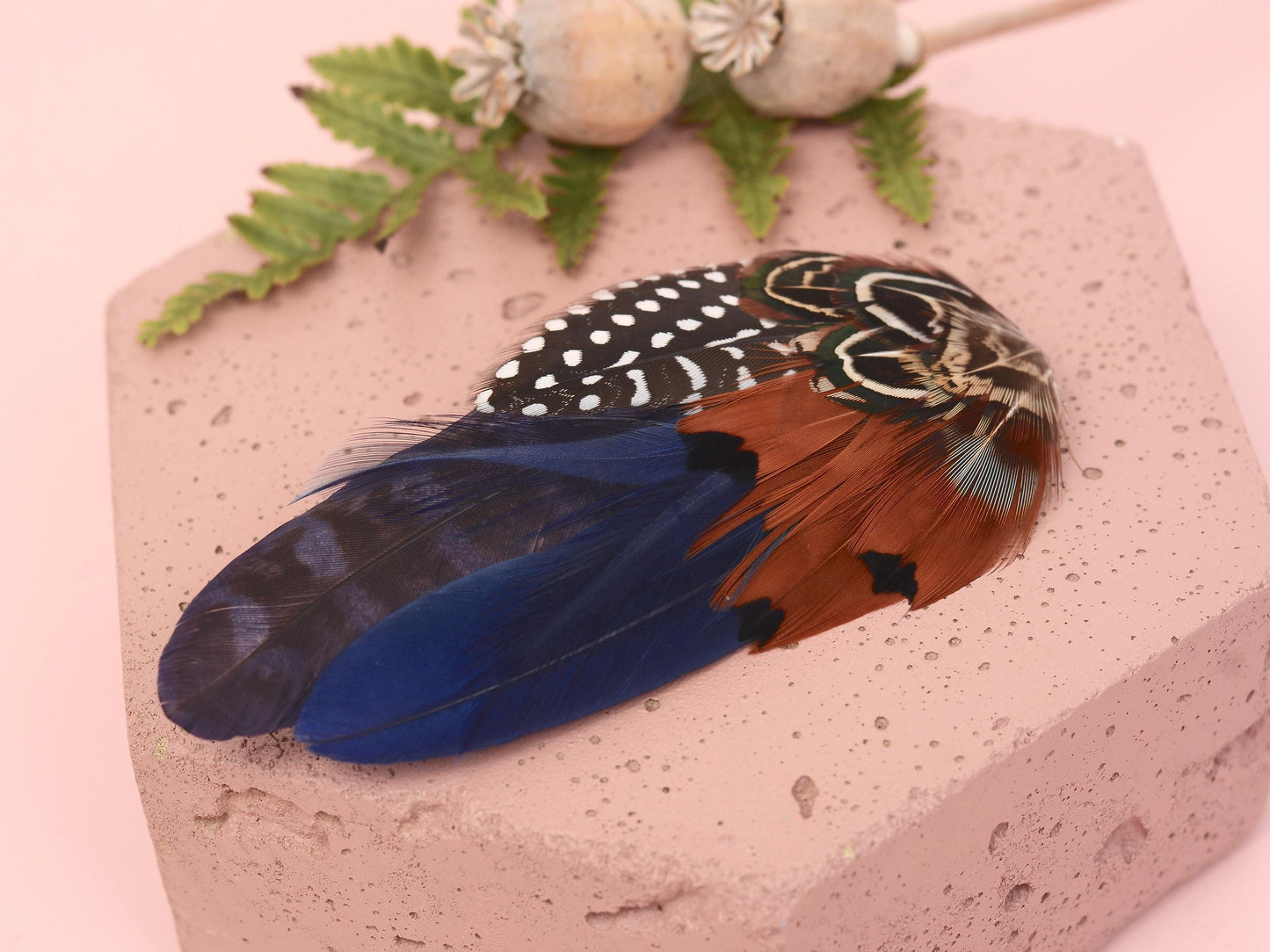 Navy Blue Feather Hair Clip, Feather Fascinator