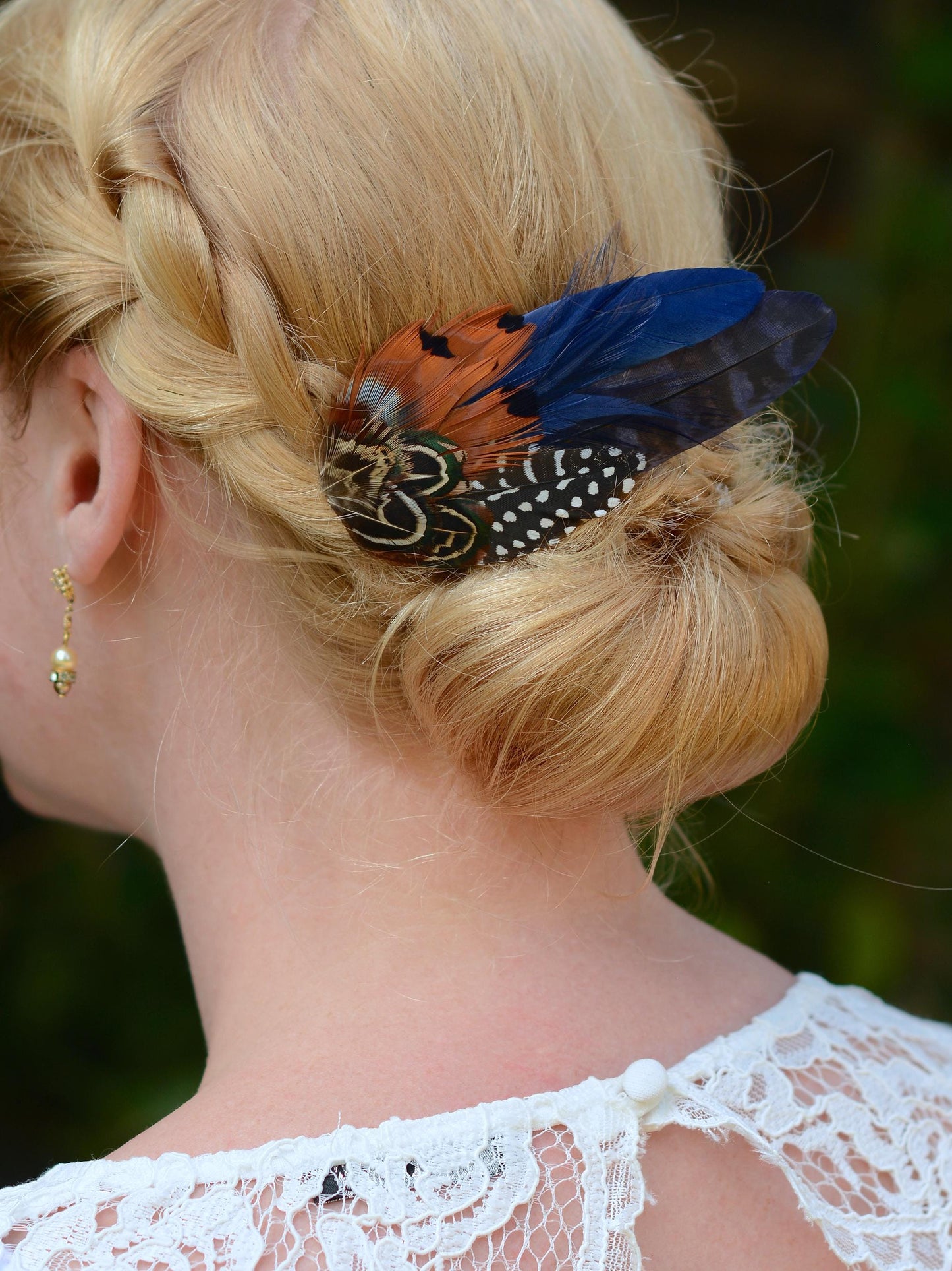 Navy Blue Feather Hair Clip, Feather Fascinator