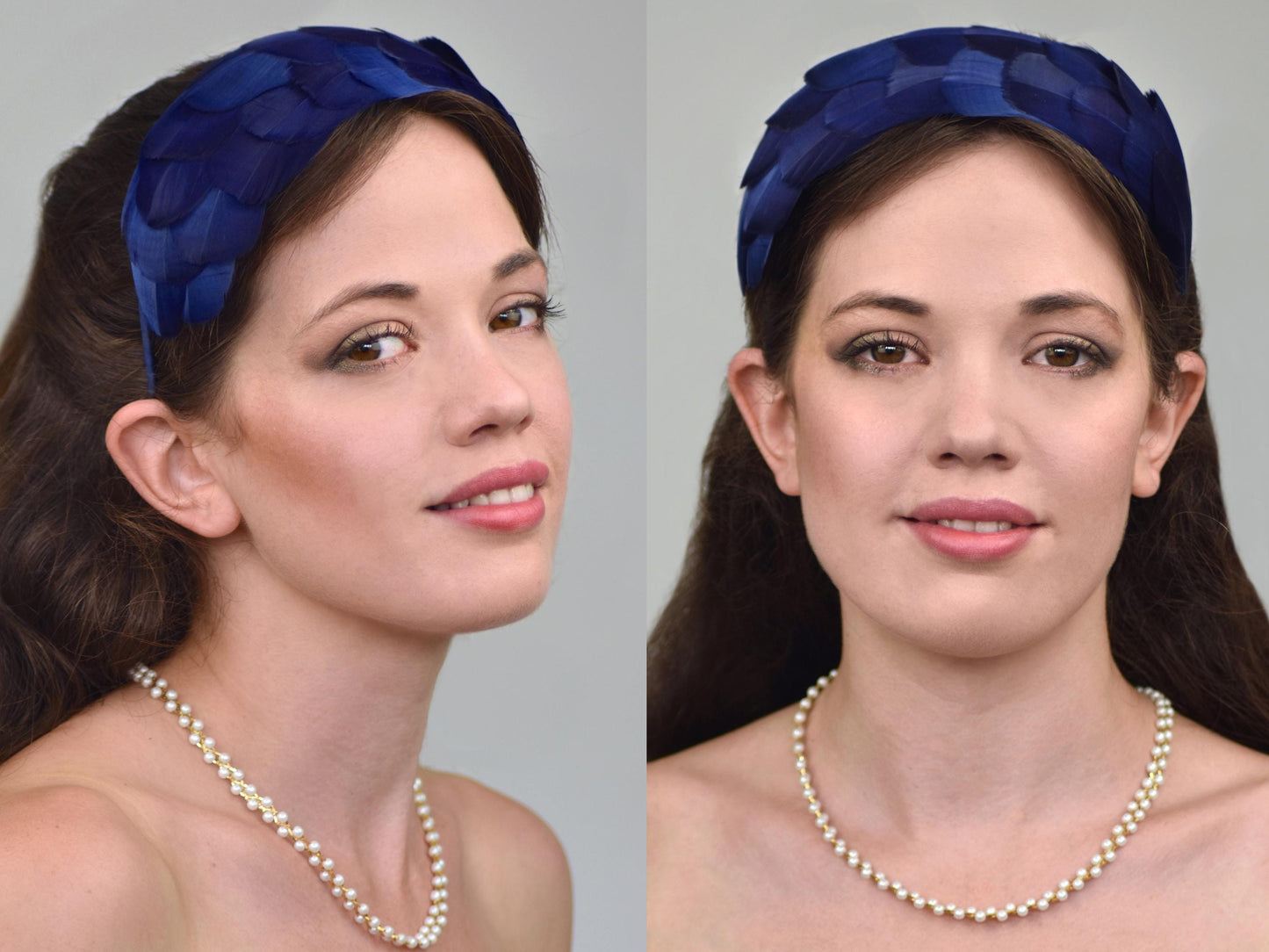 Soft Goose Feather Headband in Green, Navy Blue, Royal Blue, Teal, Black, Pink, Red, Plum Purple, Burgundy, Yellow, Black, White, Ivory