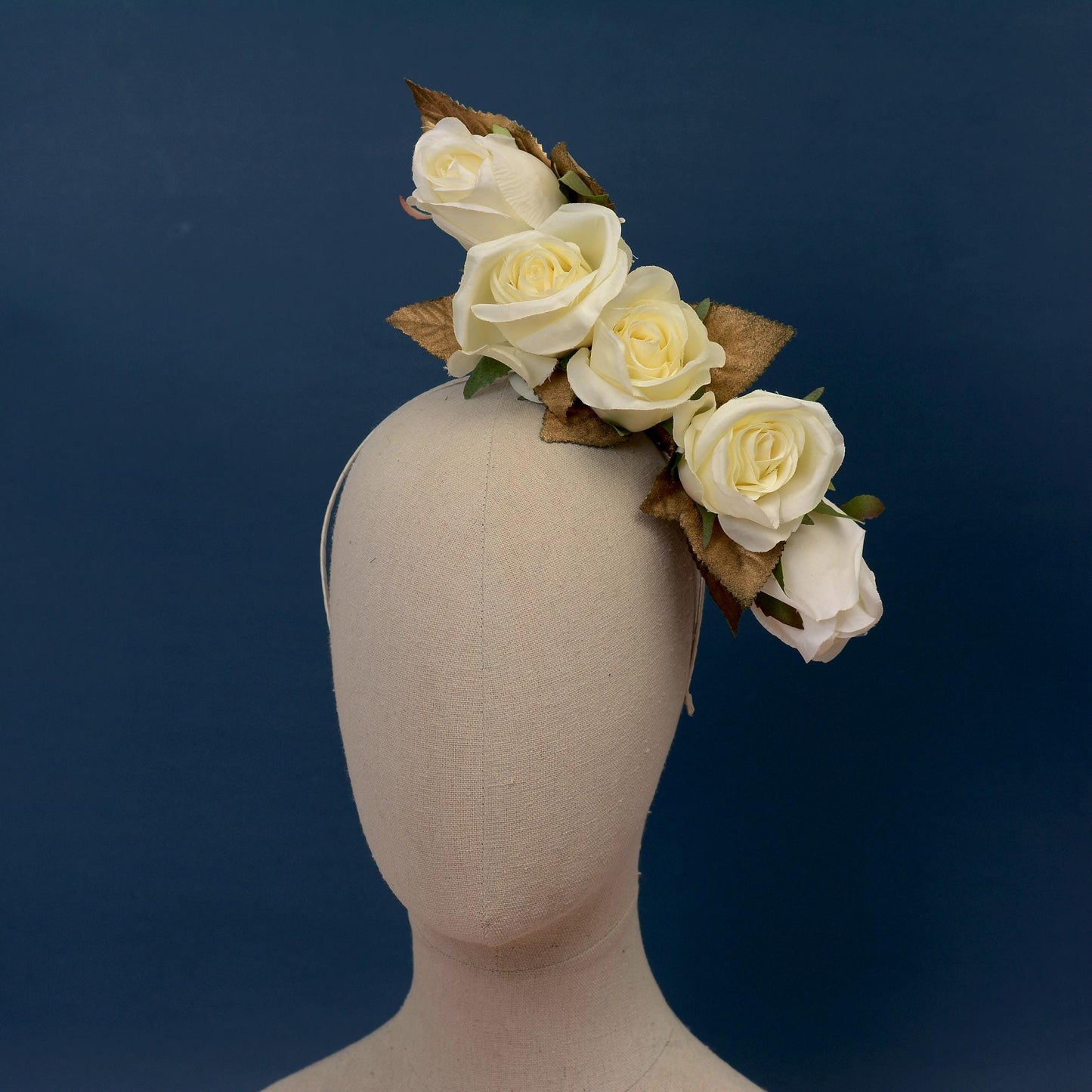 Floating Ivory and Gold Roses Flower Crown Headpiece | Flower Headband | Bridal Headpiece | Wedding Headpiece | Races Headpiece