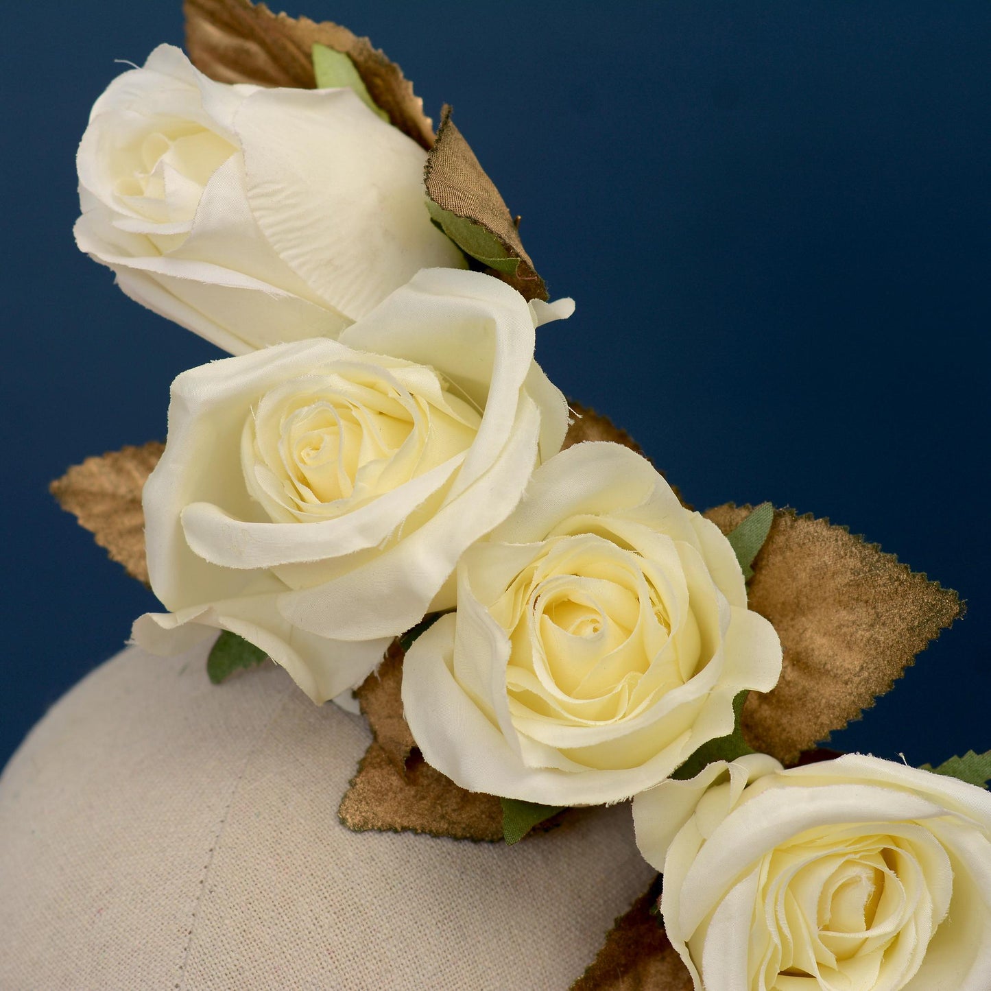 Floating Ivory and Gold Roses Flower Crown Headpiece | Flower Headband | Bridal Headpiece | Wedding Headpiece | Races Headpiece