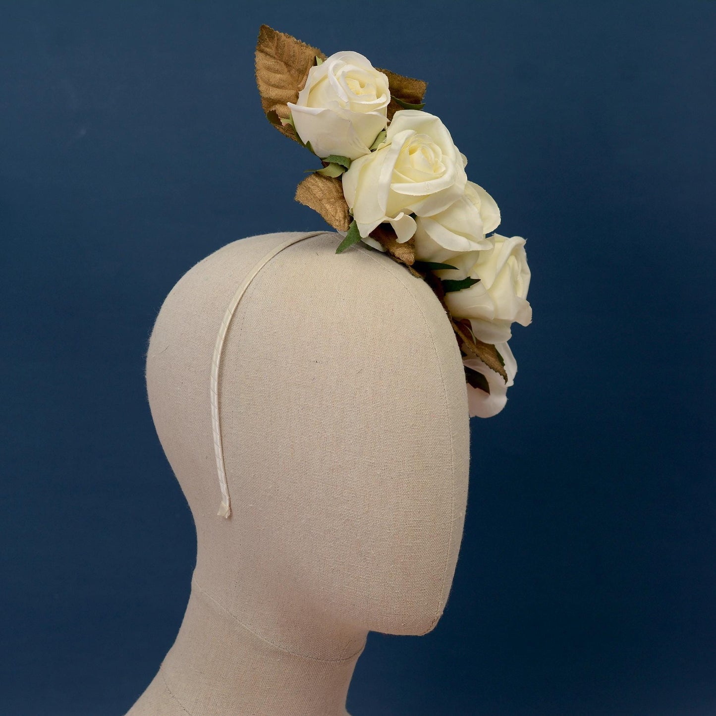 Floating Ivory and Gold Roses Flower Crown Headpiece | Flower Headband | Bridal Headpiece | Wedding Headpiece | Races Headpiece