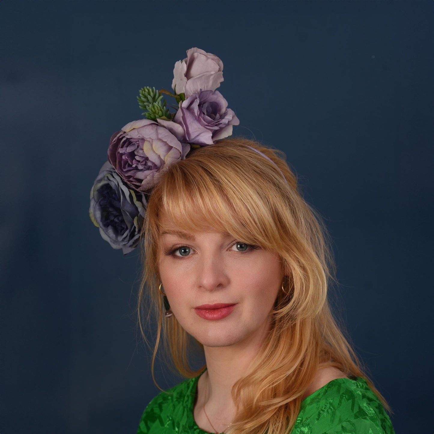 Flower Headpiece in Blue and Lavender Purple | Rose Flower Crown | Flower Fascinator | Flower Headband | Wedding Headpiece | Races Headpiece