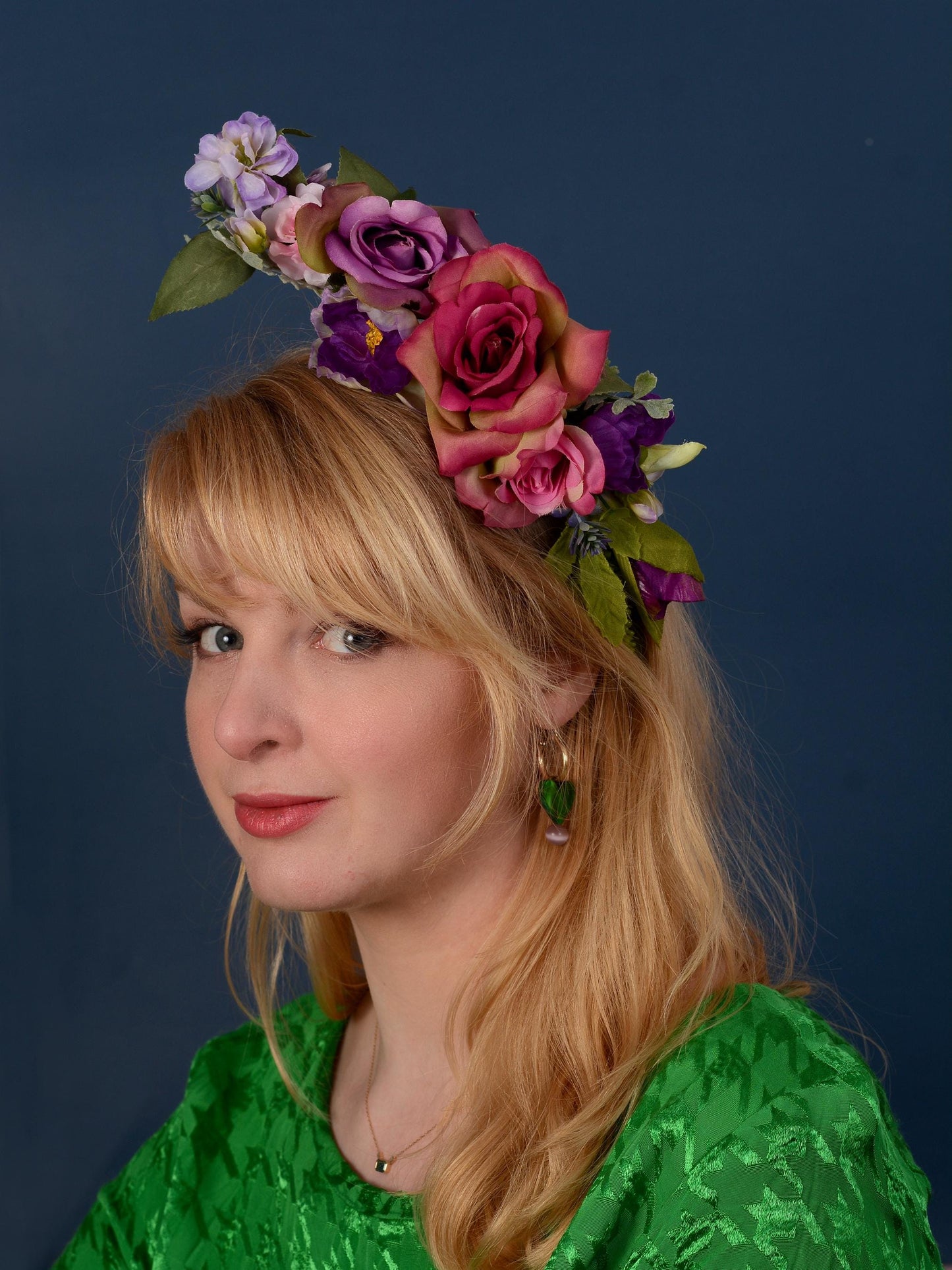 Sculptural Purple and Pink Roses Headpiece | Flower Crown | Flower Fascinator | Flower Headband | Wedding Headpiece | Races Headpiece