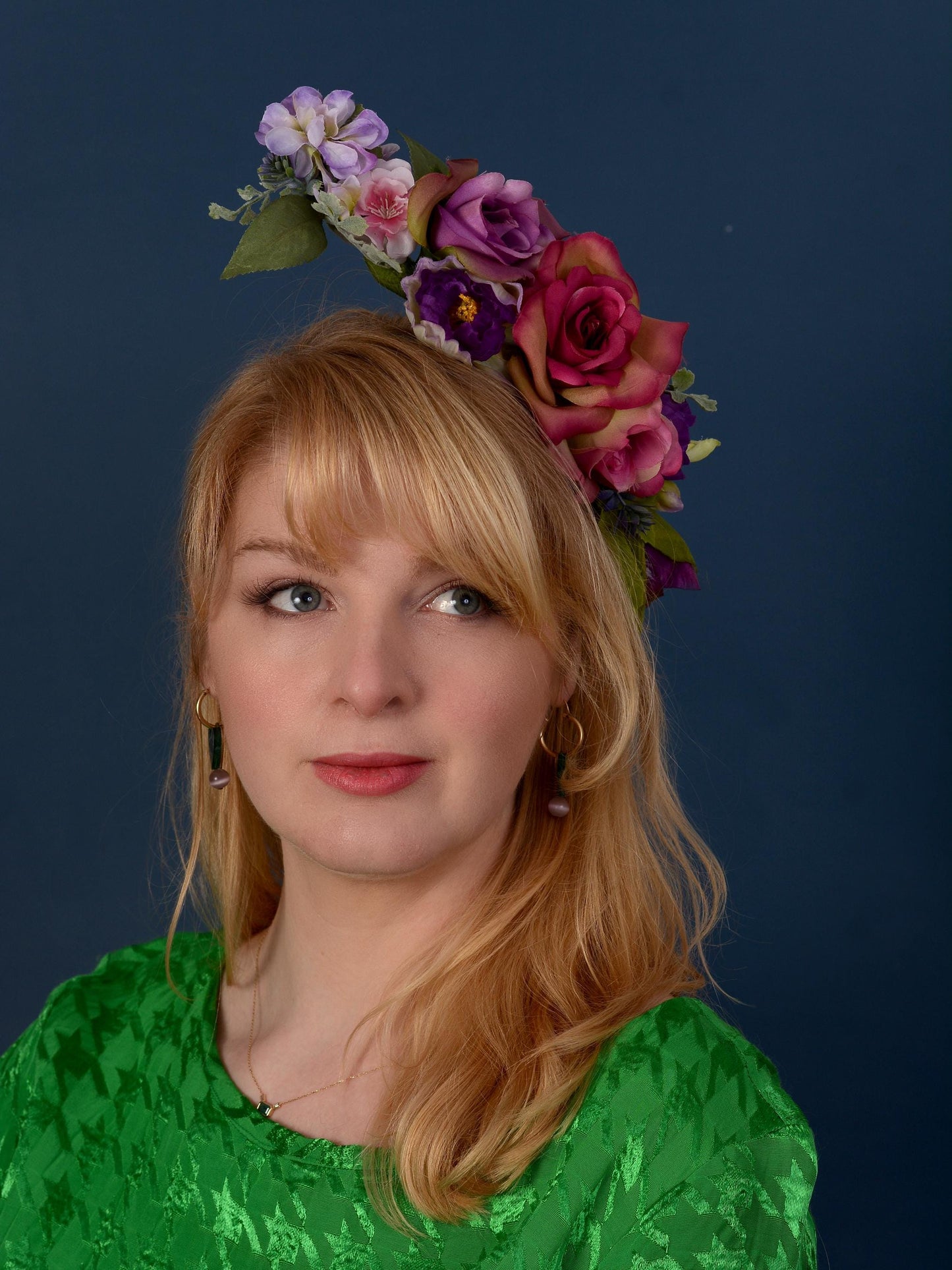 Sculptural Purple and Pink Roses Headpiece | Flower Crown | Flower Fascinator | Flower Headband | Wedding Headpiece | Races Headpiece