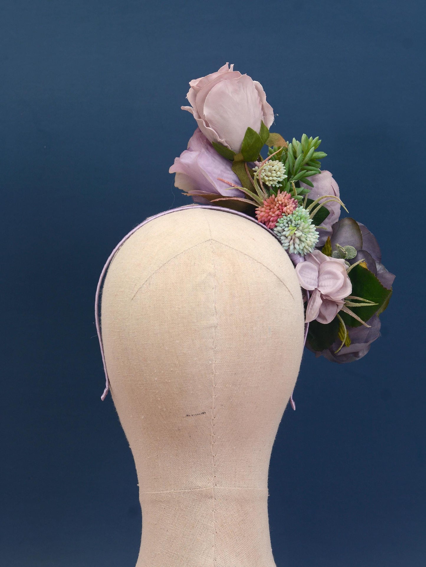 Flower Headpiece in Blue and Lavender Purple | Rose Flower Crown | Flower Fascinator | Flower Headband | Wedding Headpiece | Races Headpiece