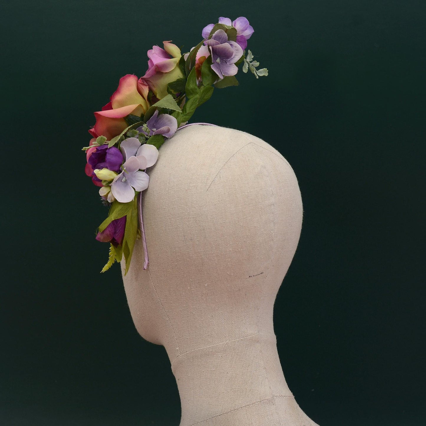 Sculptural Purple and Pink Roses Headpiece | Flower Crown | Flower Fascinator | Flower Headband | Wedding Headpiece | Races Headpiece