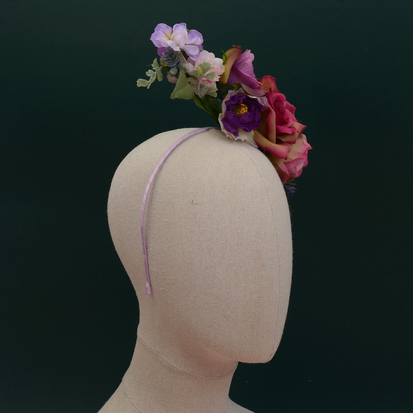 Sculptural Purple and Pink Roses Headpiece | Flower Crown | Flower Fascinator | Flower Headband | Wedding Headpiece | Races Headpiece