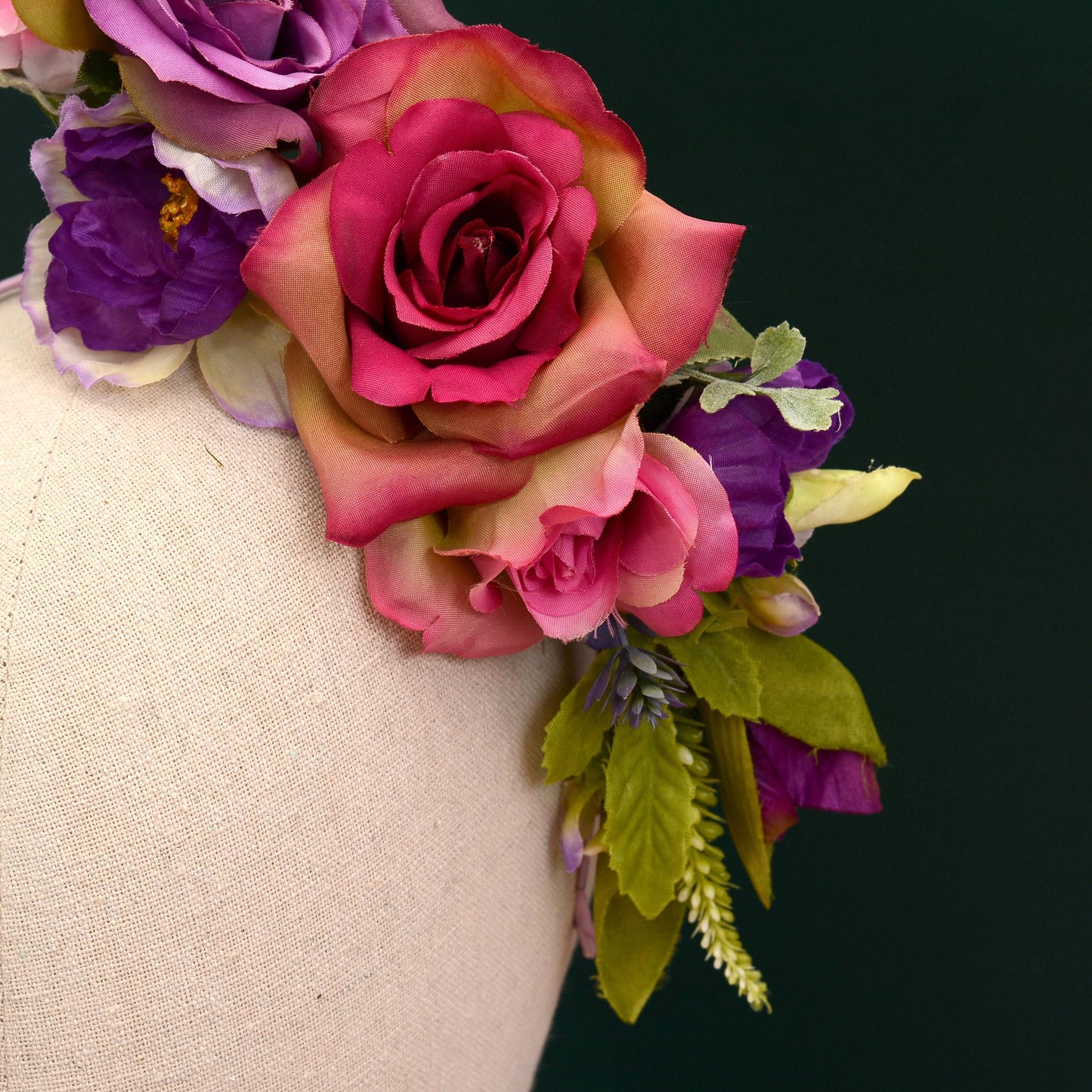Sculptural Purple and Pink Roses Headpiece | Flower Crown | Flower Fascinator | Flower Headband | Wedding Headpiece | Races Headpiece