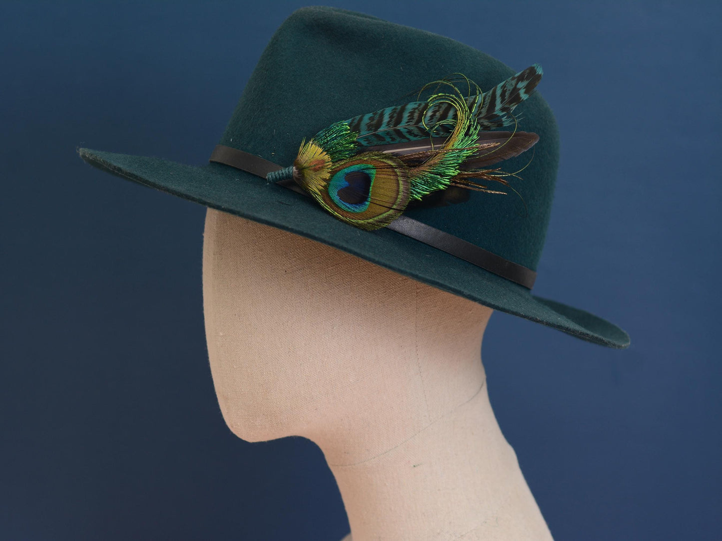 Teal Peacock Feather Lapel Pin Large | Feather Boutonniere | Pheasant Feather Brooch | Feather Hat Pin