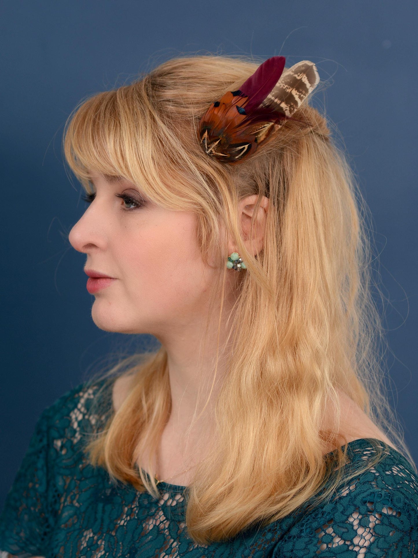 Pheasant Feather Hair Clip in Copper and Plum | Plum and Pheasant Feather Fascinator | Feather Headpiece | Bridesmaid Hair Clip | Wedding