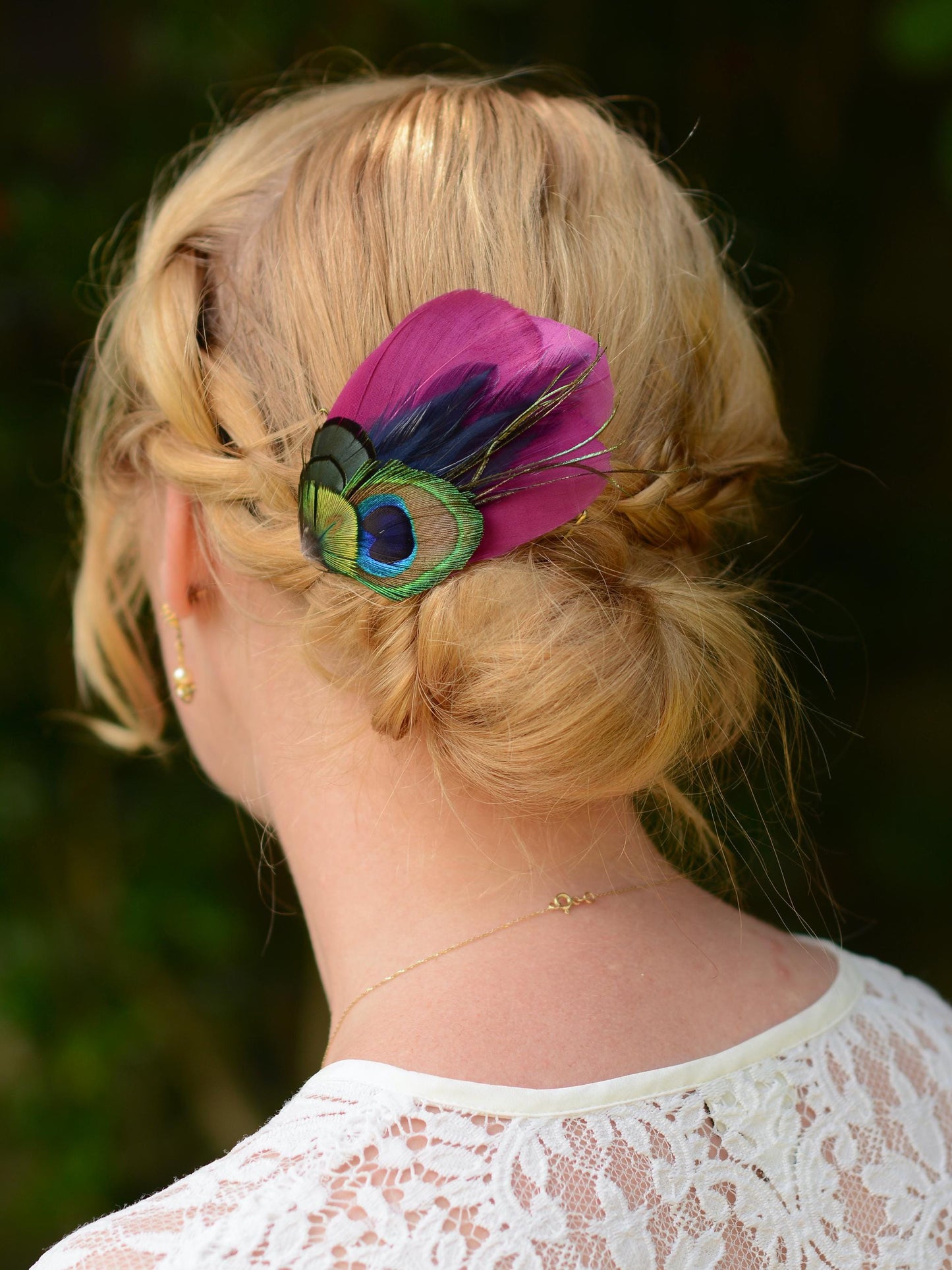 Purple, Navy Blue and Peacock Feather Hair Clip | Peacock Feather Fascinator | Peacock Feather Headpiece | Bridesmaid Hair Clip | Wedding