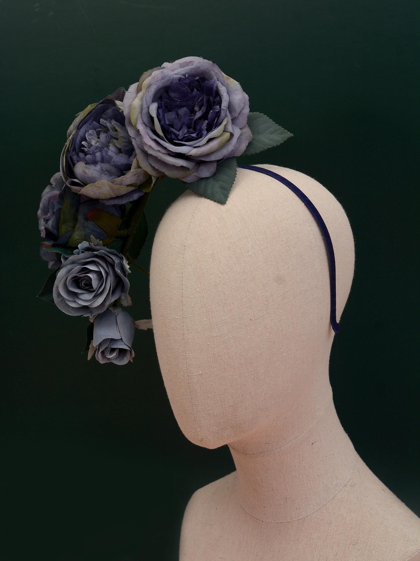Sculptural Floating Flower Headpiece in Shades of Blue | Floating Rose Flower Crown | Flower Headband | Wedding Headpiece | Races Headpiece
