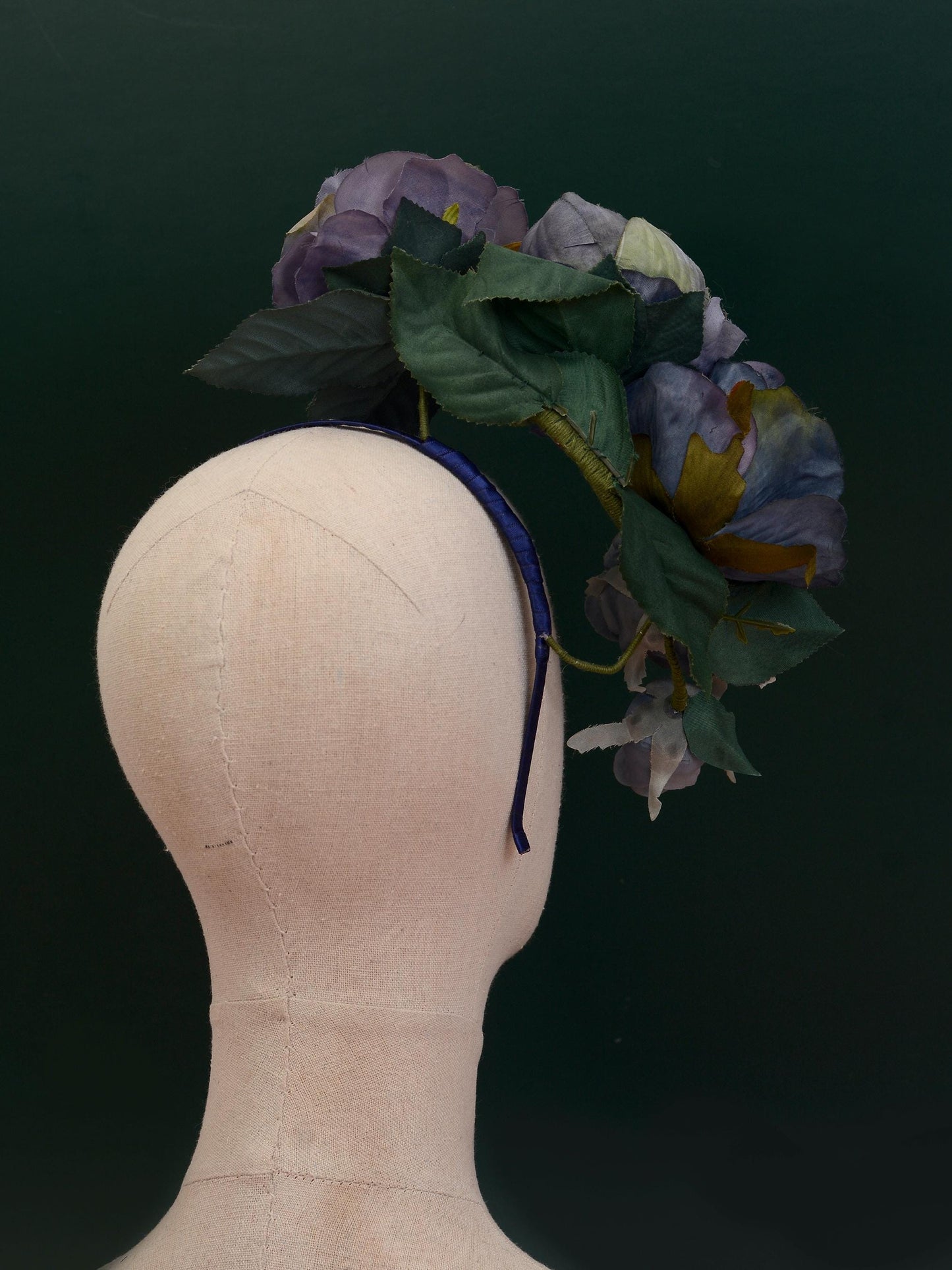 Sculptural Floating Flower Headpiece in Shades of Blue | Floating Rose Flower Crown | Flower Headband | Wedding Headpiece | Races Headpiece