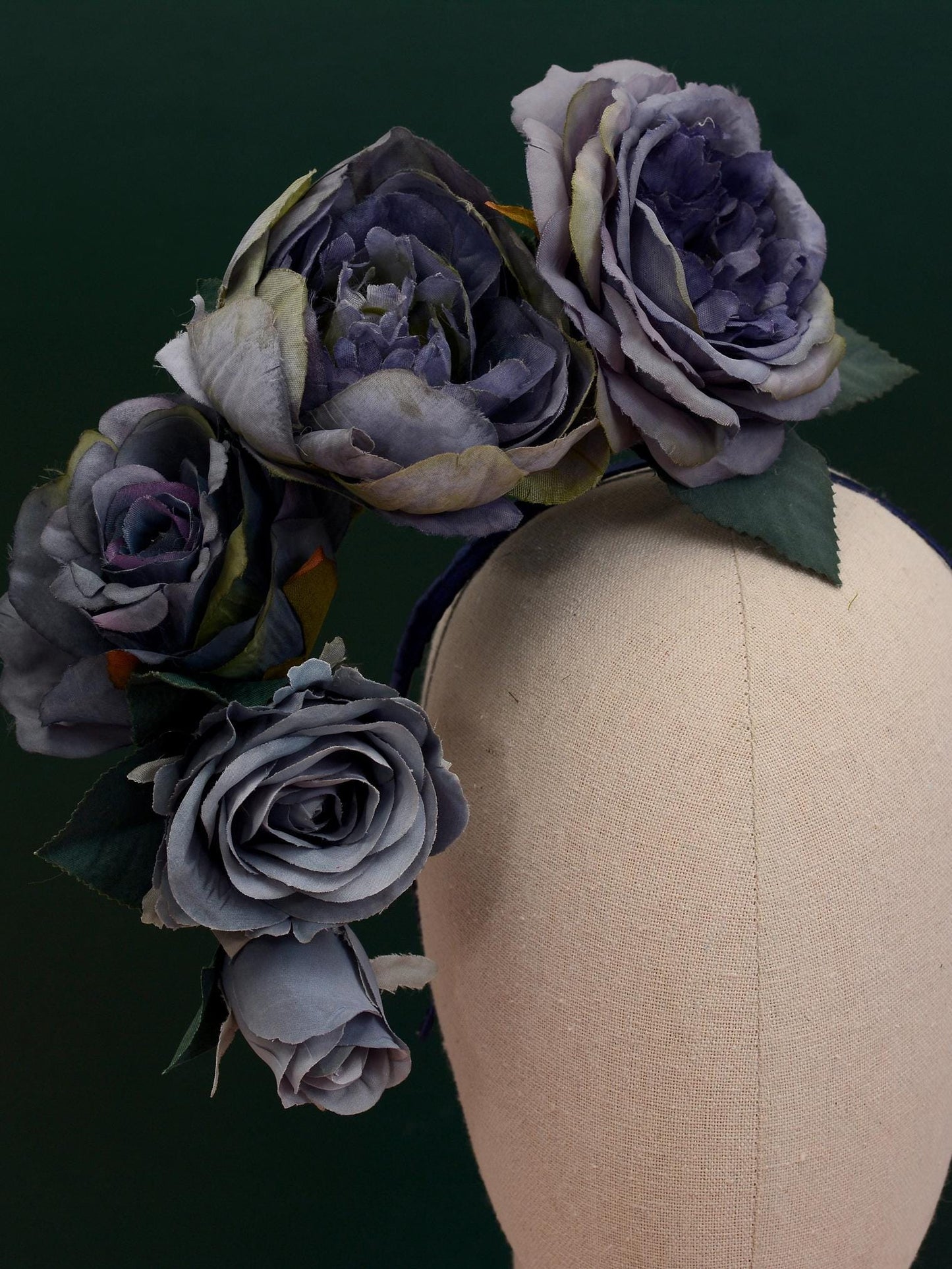 Sculptural Floating Flower Headpiece in Shades of Blue | Floating Rose Flower Crown | Flower Headband | Wedding Headpiece | Races Headpiece