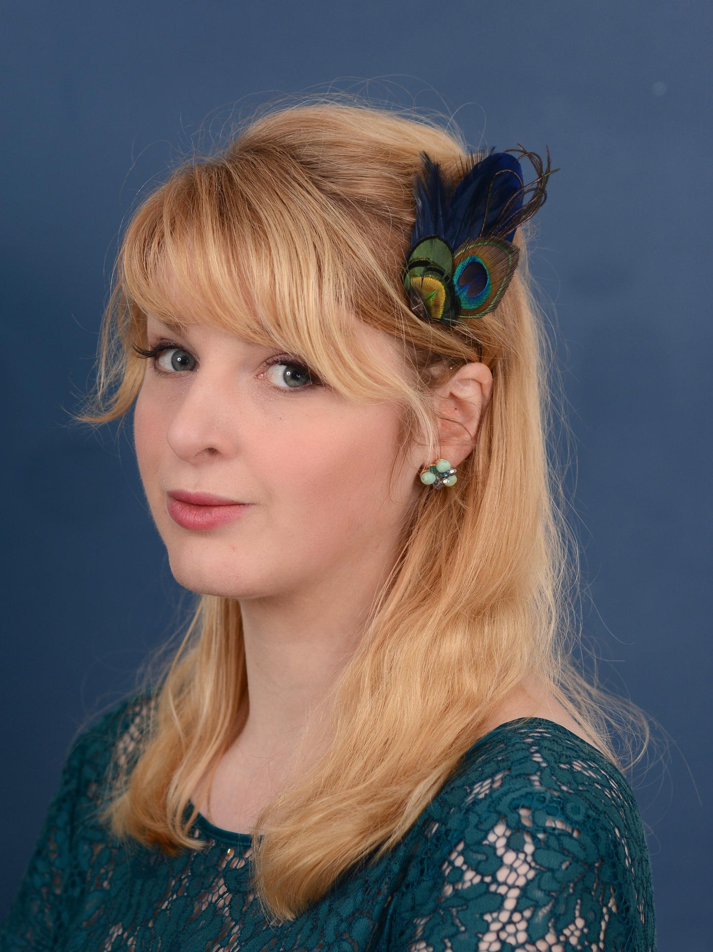 Navy Blue Peacock Feather Hair Clip | Peacock Feather Fascinator | Peacock Feather Headpiece | Bridal Hair Clip | Bridesmaid Hair Clip