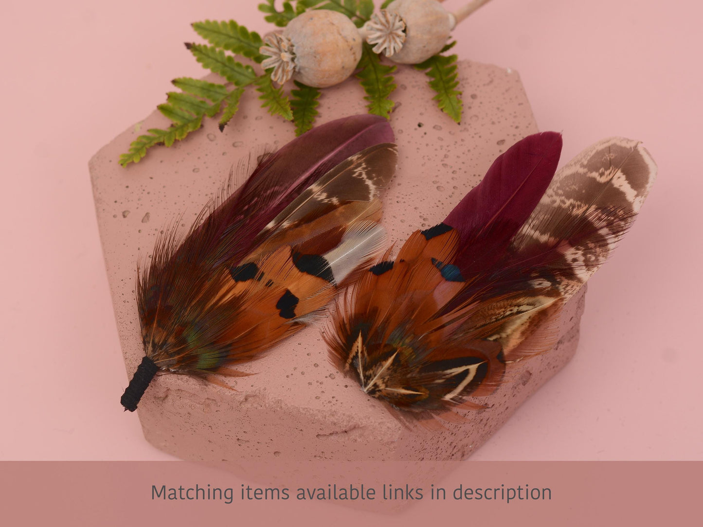 Small Plum Purple and Copper Pheasant Feather Hair Clip | Feather Fascinator | Bridal | Bridesmaid Hair Clip | Wedding Fascinator