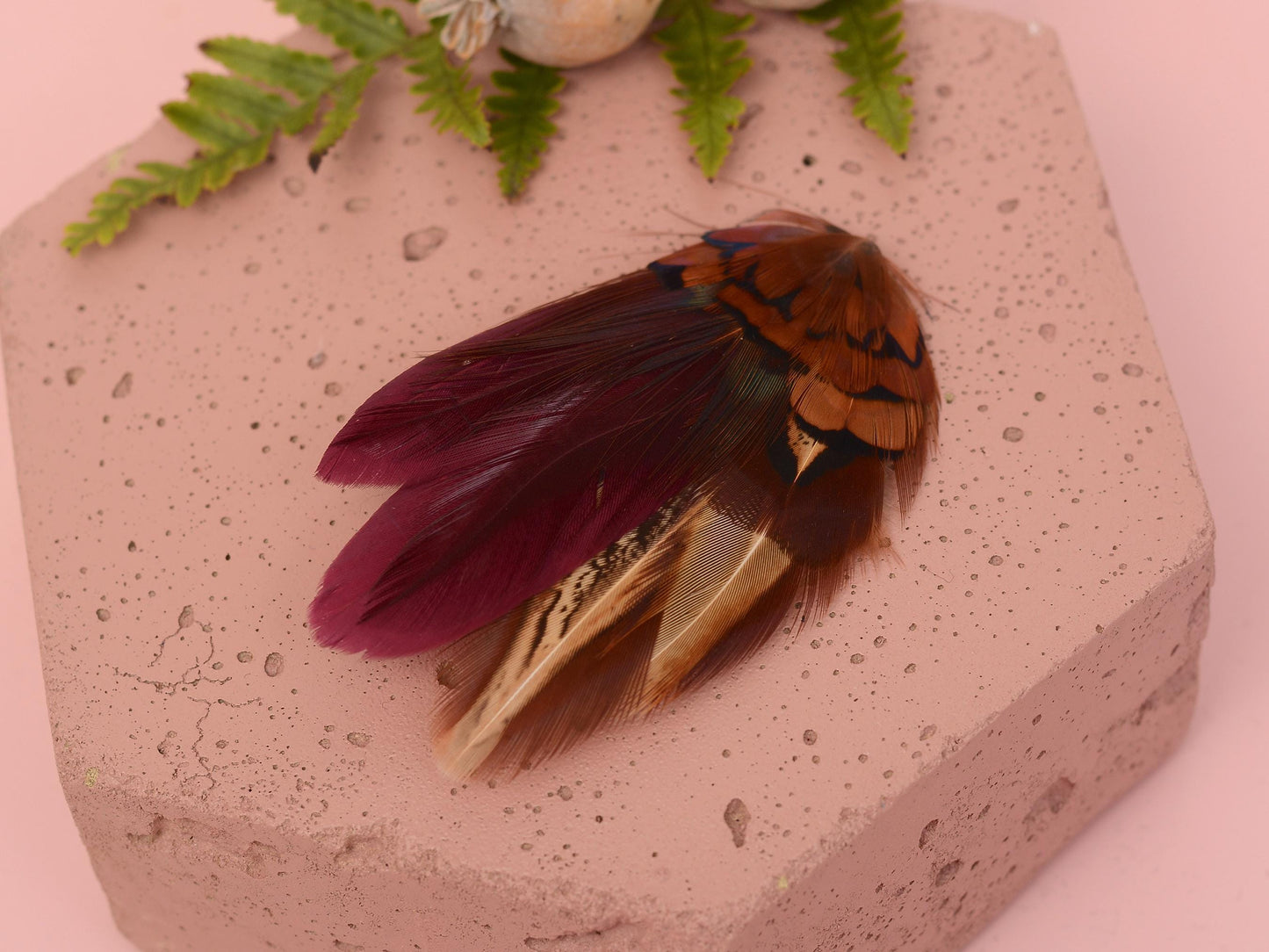 Small Plum Purple and Copper Pheasant Feather Hair Clip | Feather Fascinator | Bridal | Bridesmaid Hair Clip | Wedding Fascinator
