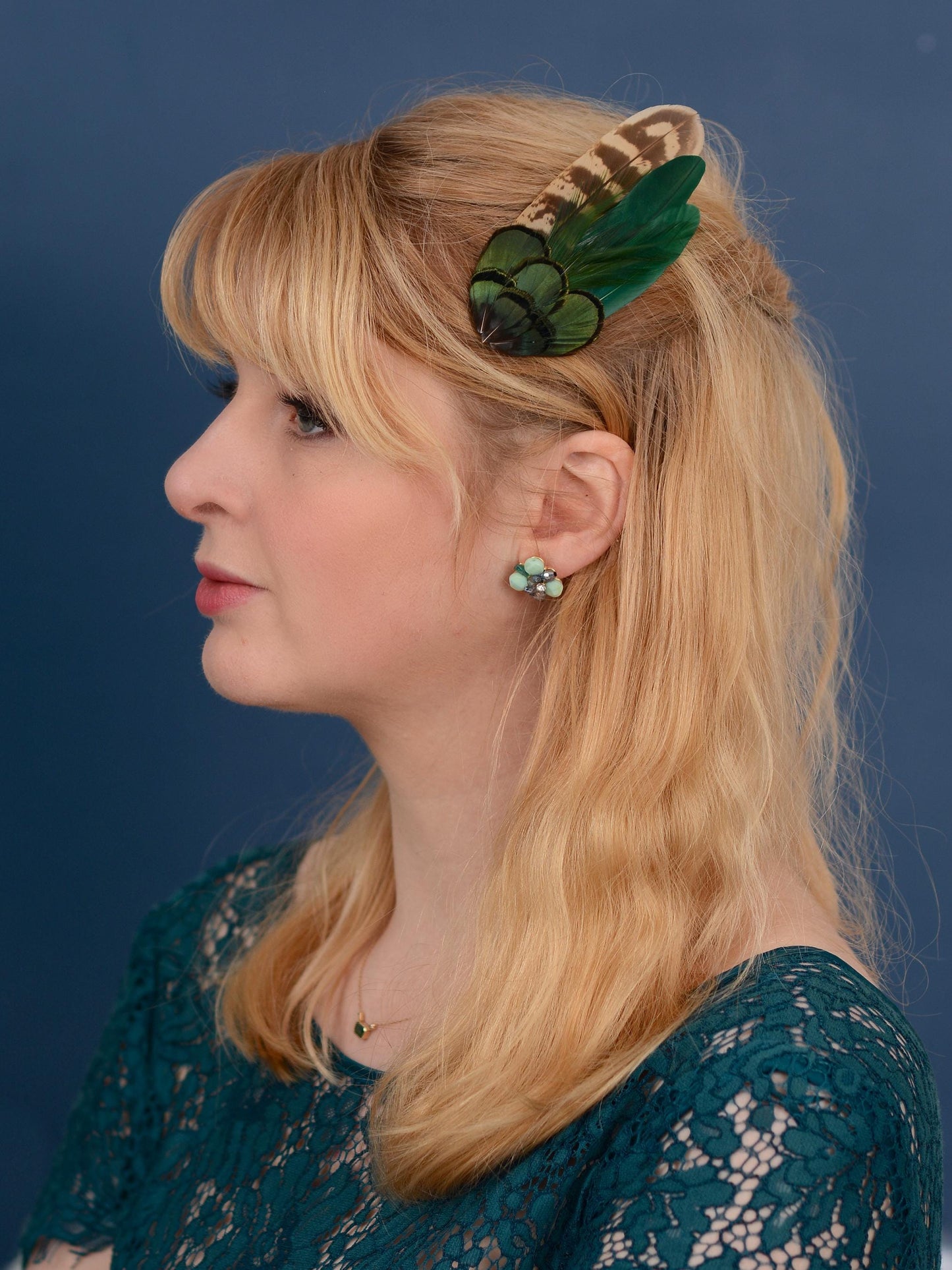 Bottle Green Feather Hair Clip | Pheasant Feather Hair Clip | Feather Fascinator | Bridal | Bridesmaid Hair Clip | Wedding Fascinator