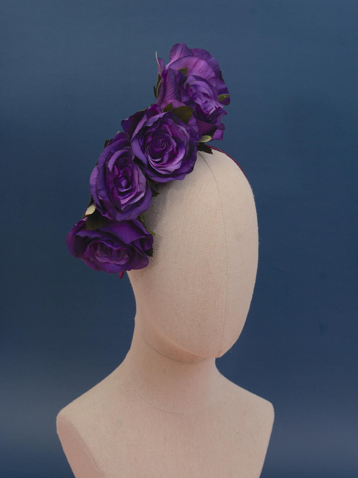 Royal Purple Floating Rose Headpiece | Flower Headband | Flower Crown | Wedding Headpiece | Races Headpiece