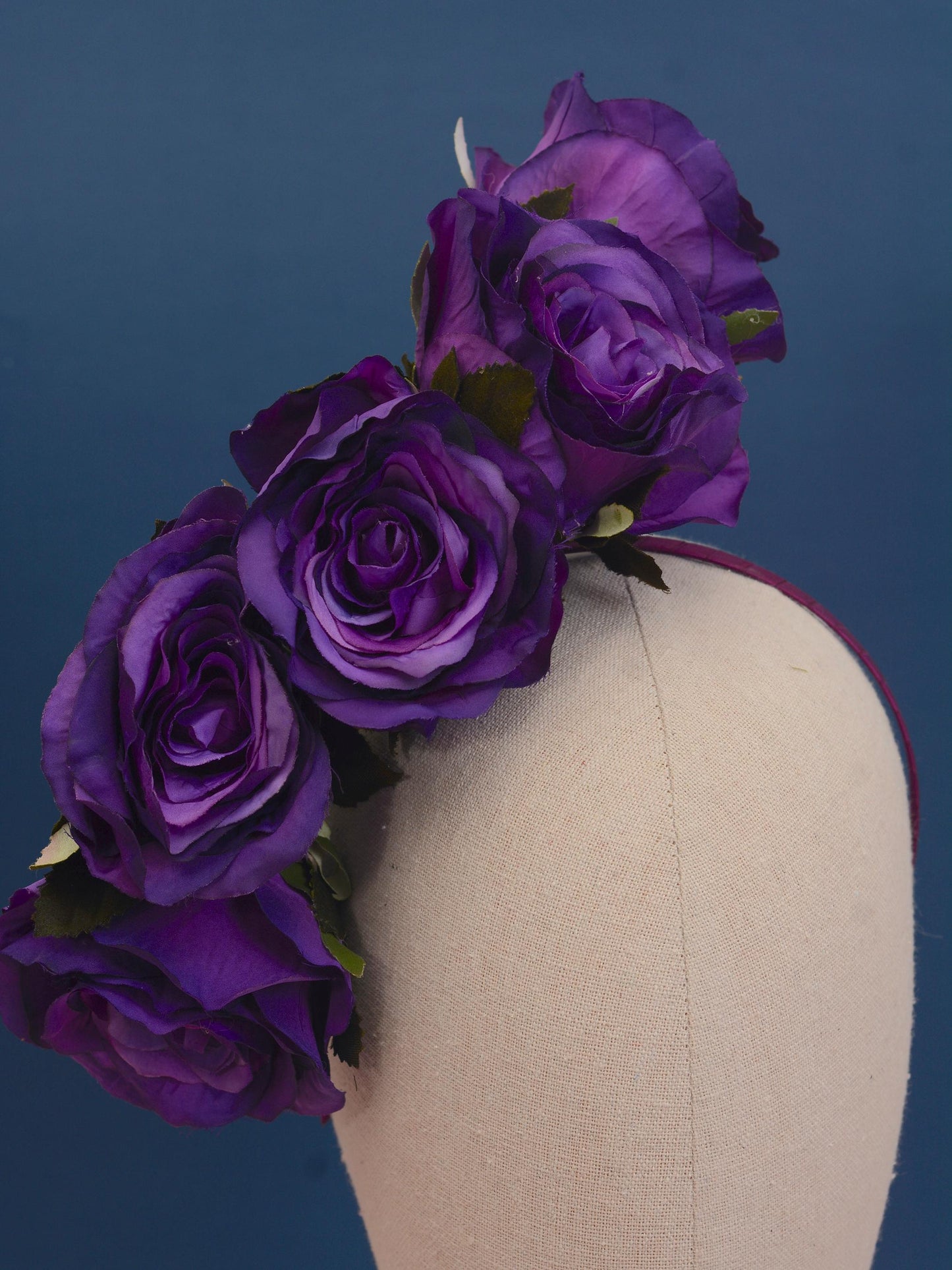 Royal Purple Floating Rose Headpiece | Flower Headband | Flower Crown | Wedding Headpiece | Races Headpiece