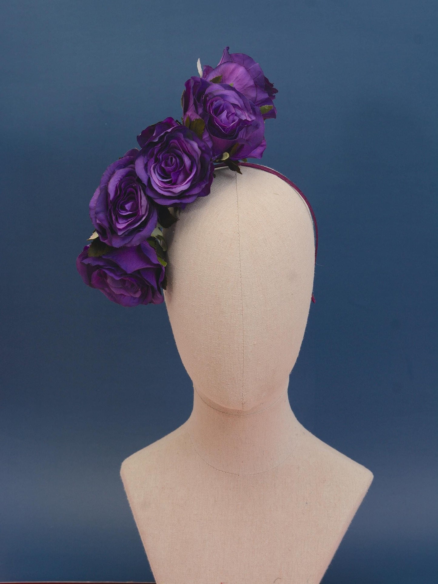 Royal Purple Floating Rose Headpiece | Flower Headband | Flower Crown | Wedding Headpiece | Races Headpiece
