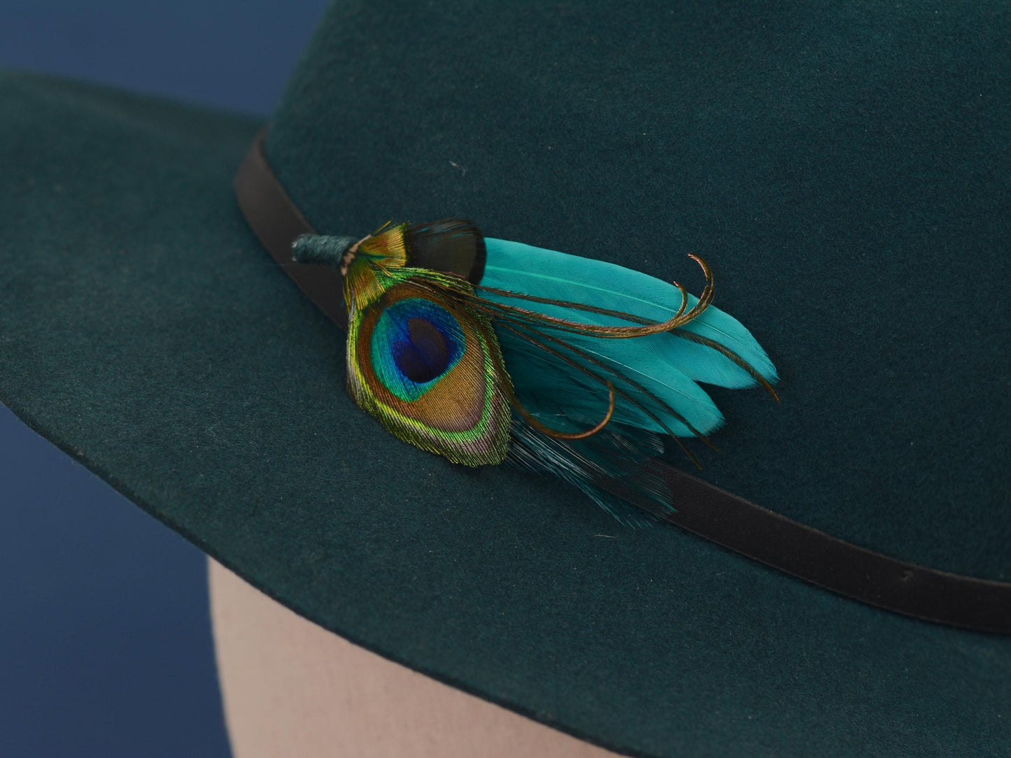 Teal Peacock Feather Boutonniere | Peacock Feather Corsage | Peacock Feather Brooch