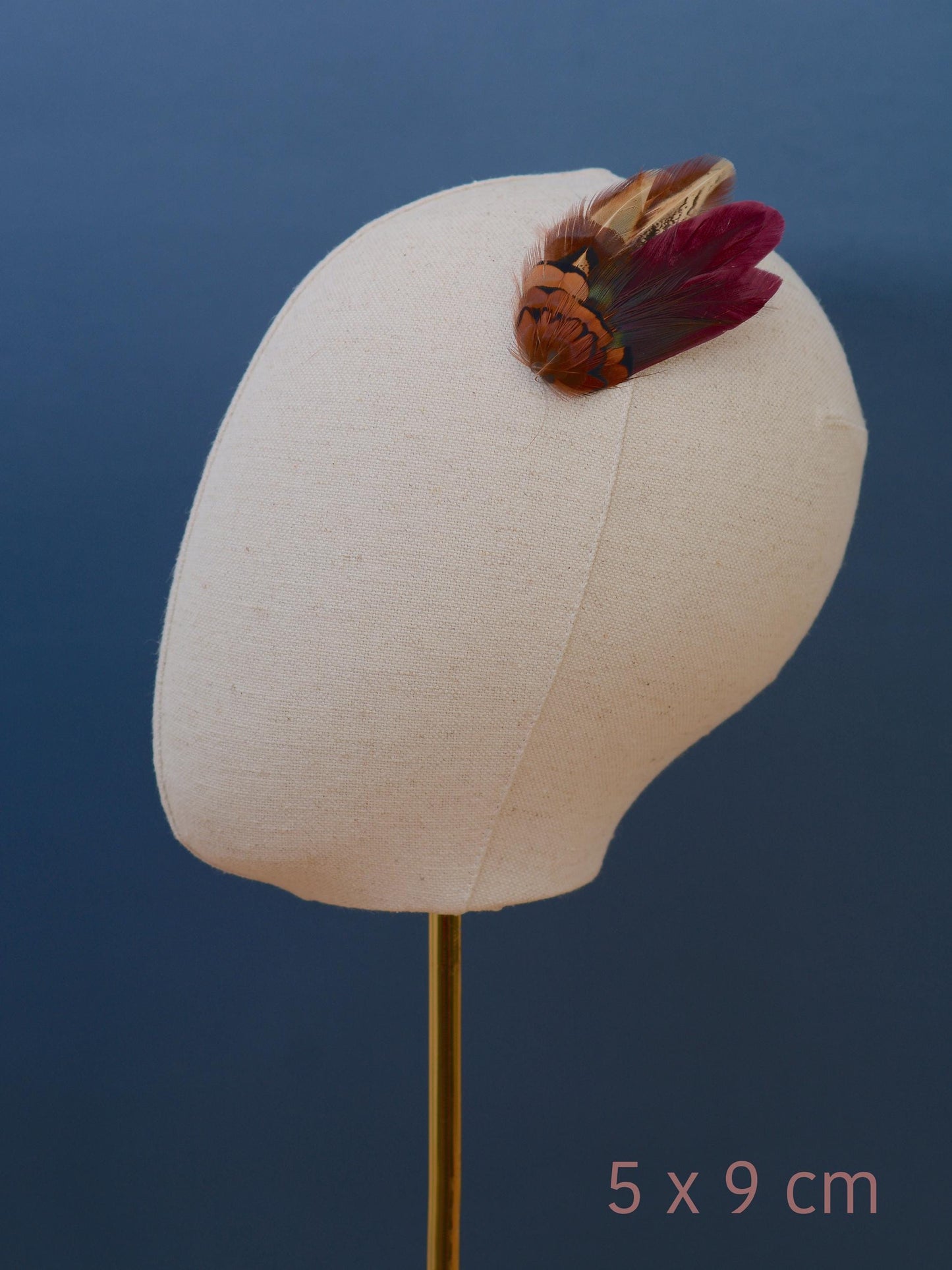 Small Plum Purple and Copper Pheasant Feather Hair Clip | Feather Fascinator | Bridal | Bridesmaid Hair Clip | Wedding Fascinator