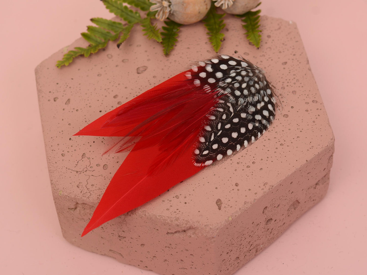 Red and Polka Dot Feather Hair Clip | Red Feather Fascinator | Red Feather Headpiece | Red Fascinator Wedding Fascinator | Bridal Headpiece