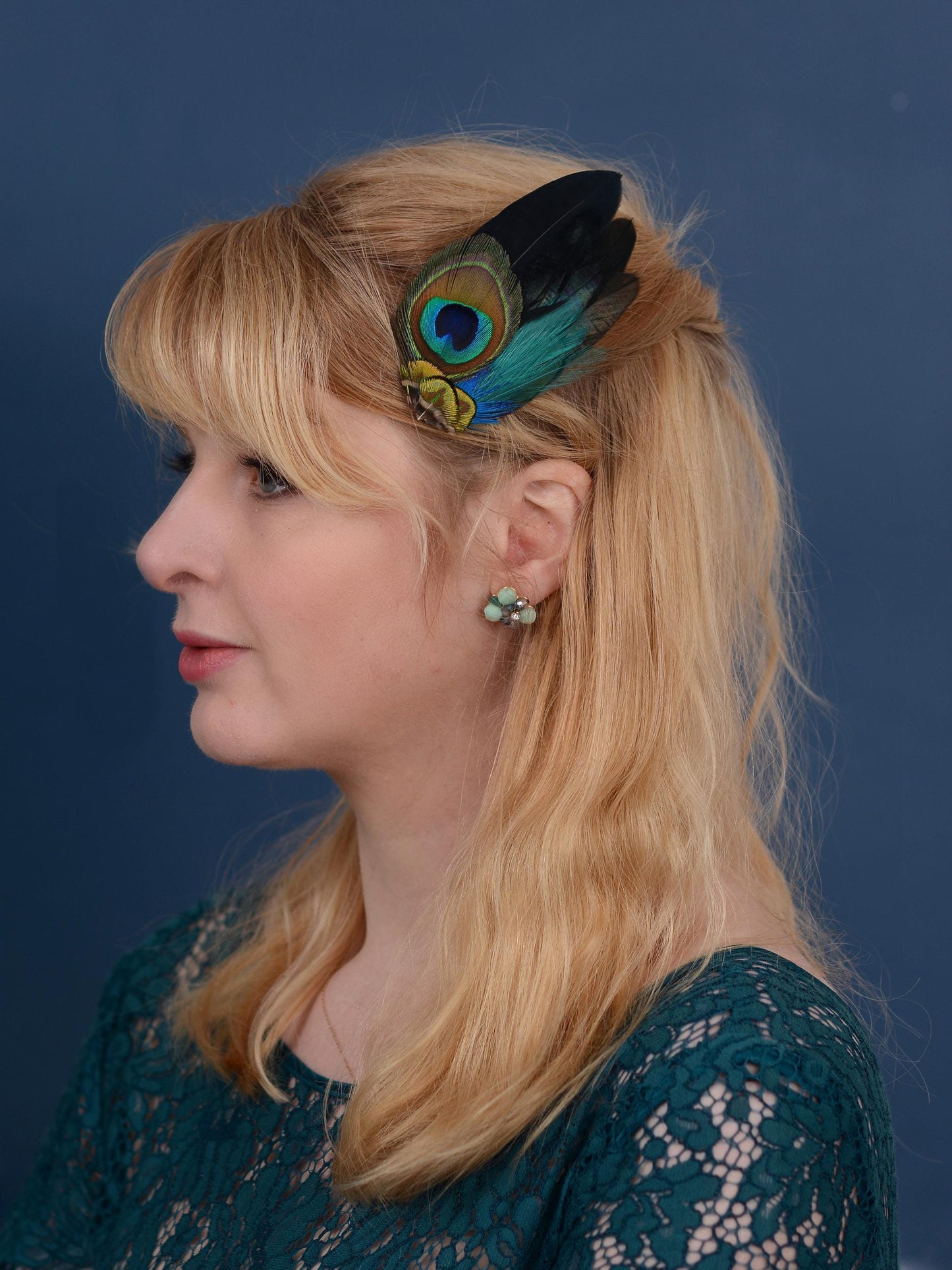 Peacock Feather Hair Clip | Peacock Feather Fascinator | Peacock Feather Headpiece | Bridal Hair Clip | Bridesmaid Hair Clip | Wedding