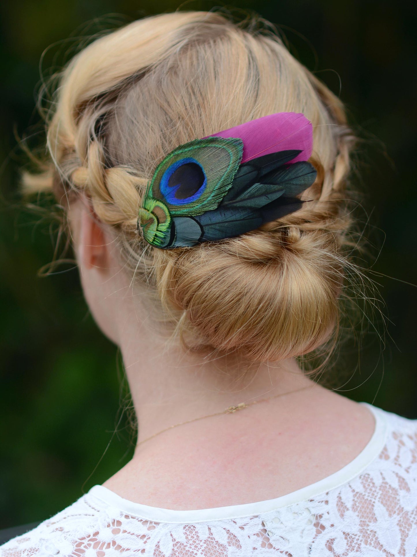 Plum and Peacock Feather Hair Clip | Peacock Feather Fascinator | Wedding Fascinator | Bridal Hair Clip | Bridesmaid Hair Clip