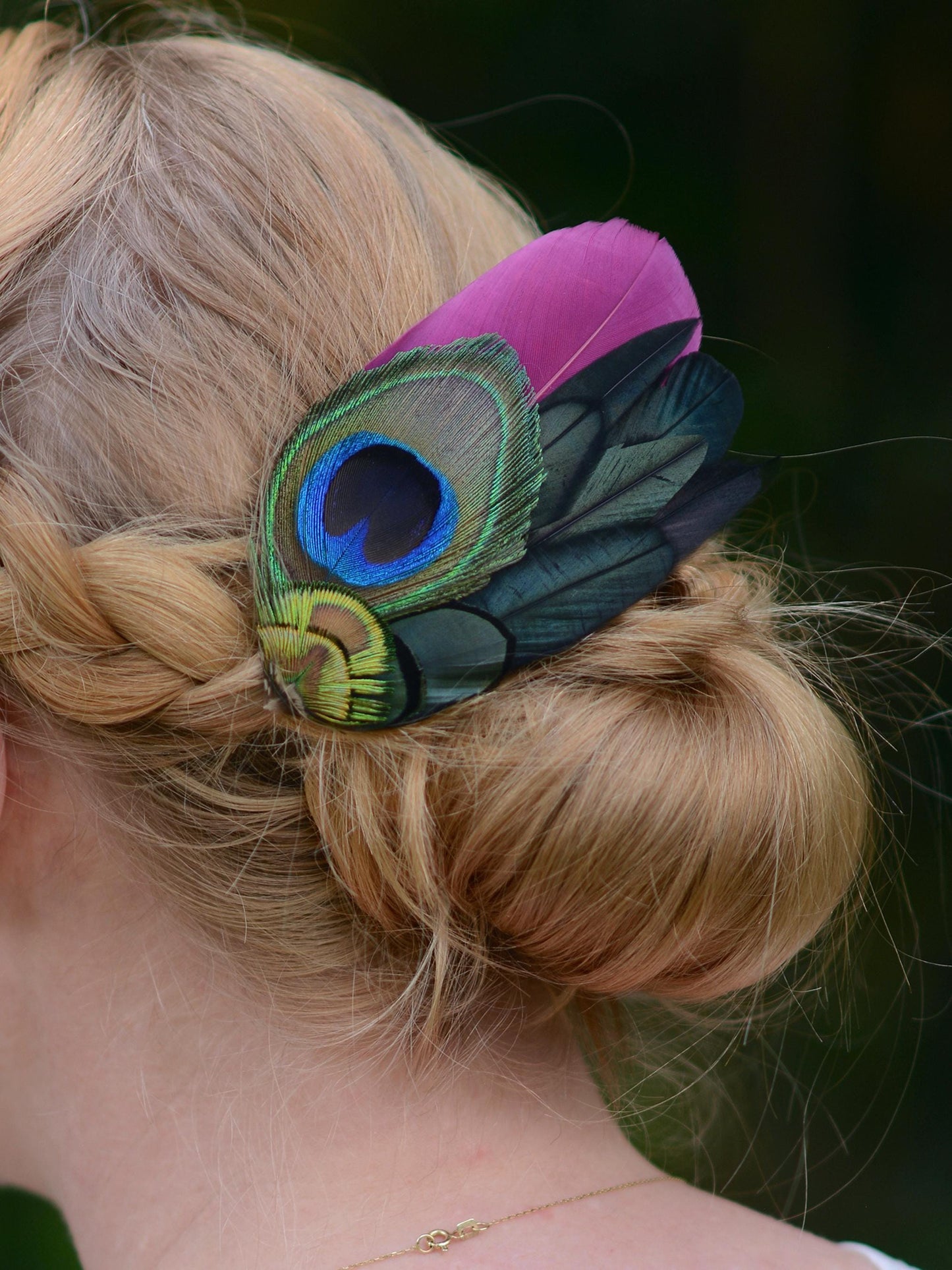 Plum and Peacock Feather Hair Clip | Peacock Feather Fascinator | Wedding Fascinator | Bridal Hair Clip | Bridesmaid Hair Clip