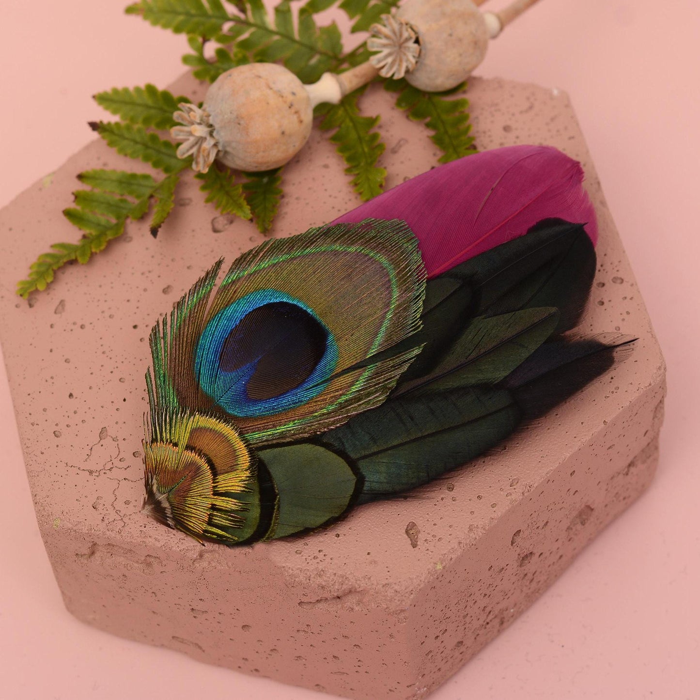 Plum and Peacock Feather Hair Clip | Peacock Feather Fascinator | Wedding Fascinator | Bridal Hair Clip | Bridesmaid Hair Clip