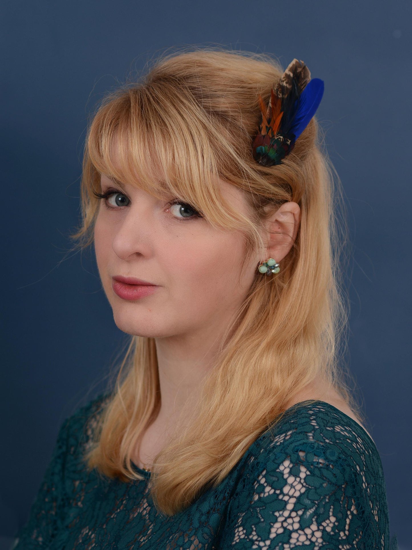 Blue and Copper Pheasant Feather Hair Clip | Feather Fascinator | Bridal | Bridesmaid Hair Clip | Wedding Fascinator