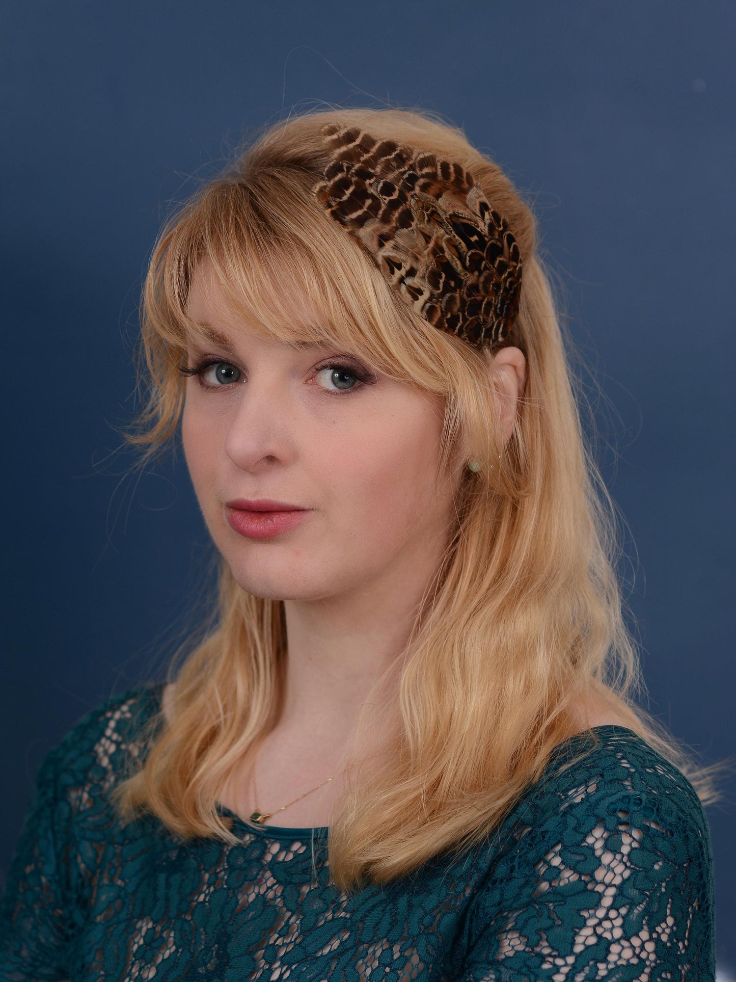 Feather Fascinator in Natural Hen Pheasant, Feather Hair Clip, Wedding Hair Clip